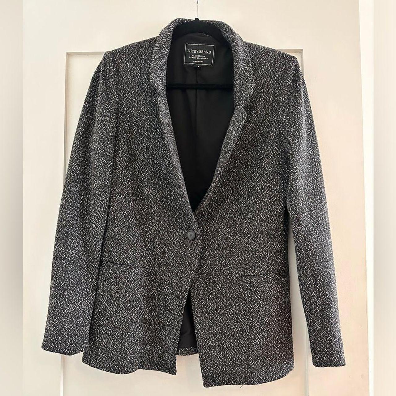 Lucky Brand Women S Black And Grey Tailored Jackets Depop