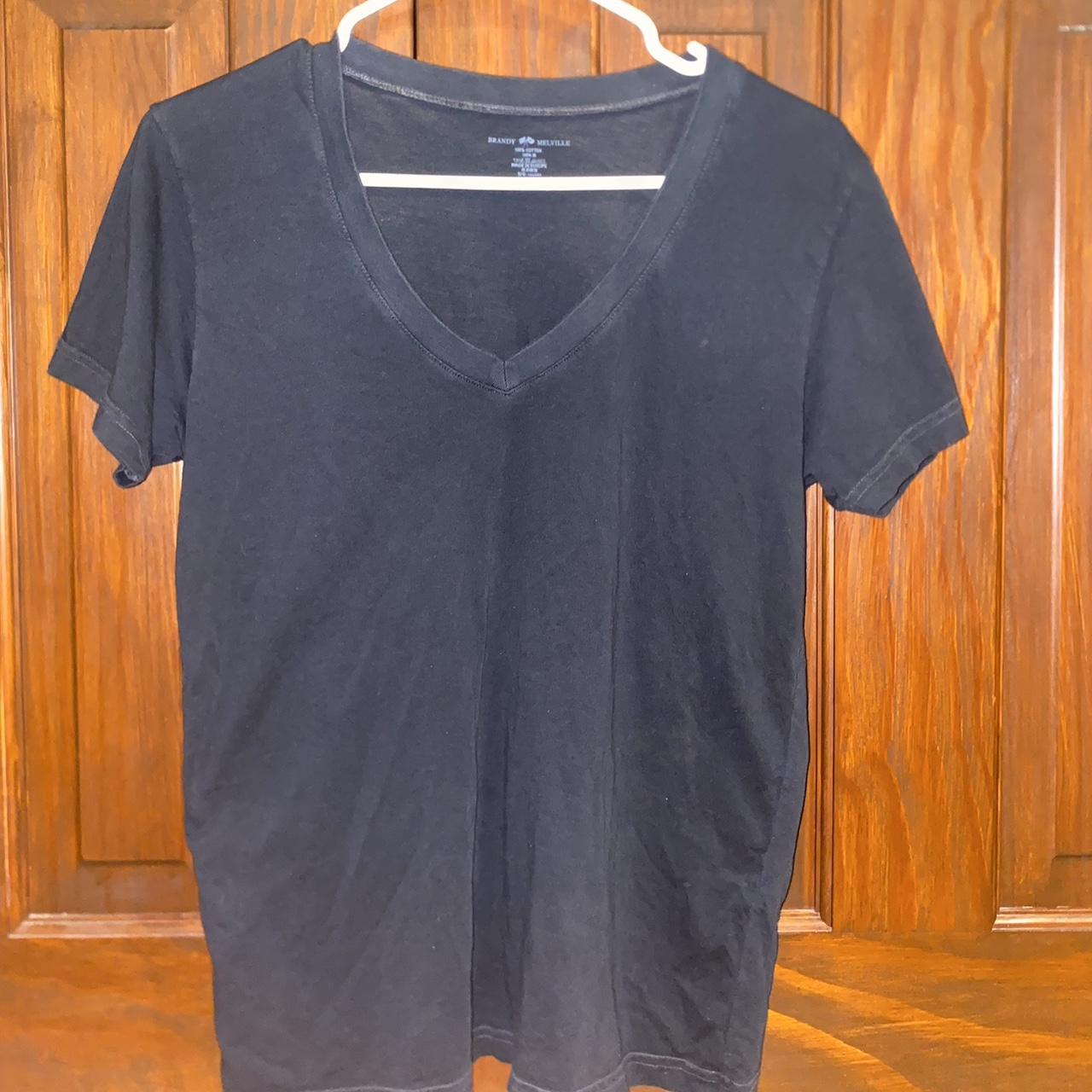 Brandy Melville oversized faded black v-neck tee - Depop