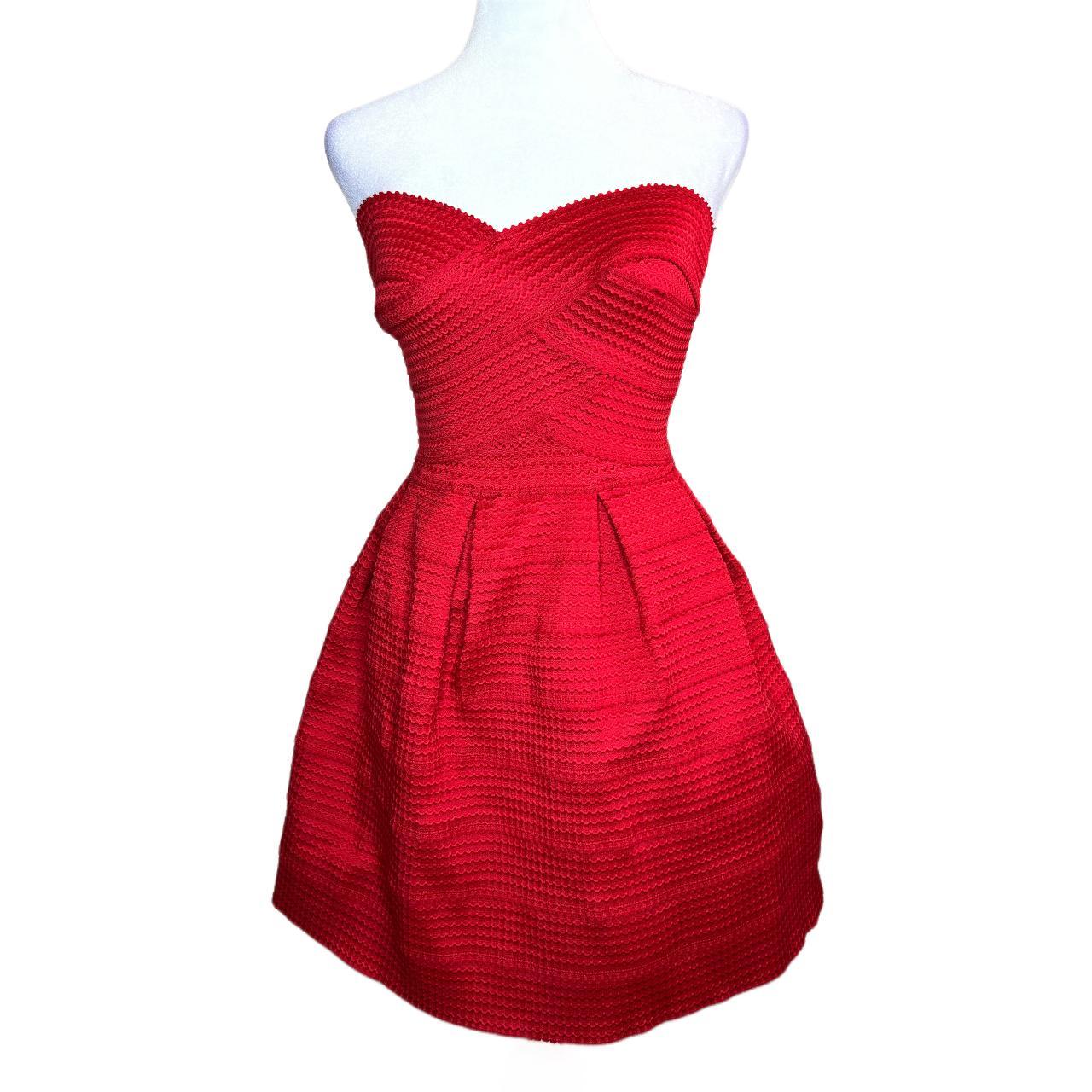 B. DARLIN - RED STRAPLESS SWEETHEART DRESS Size:... - Depop