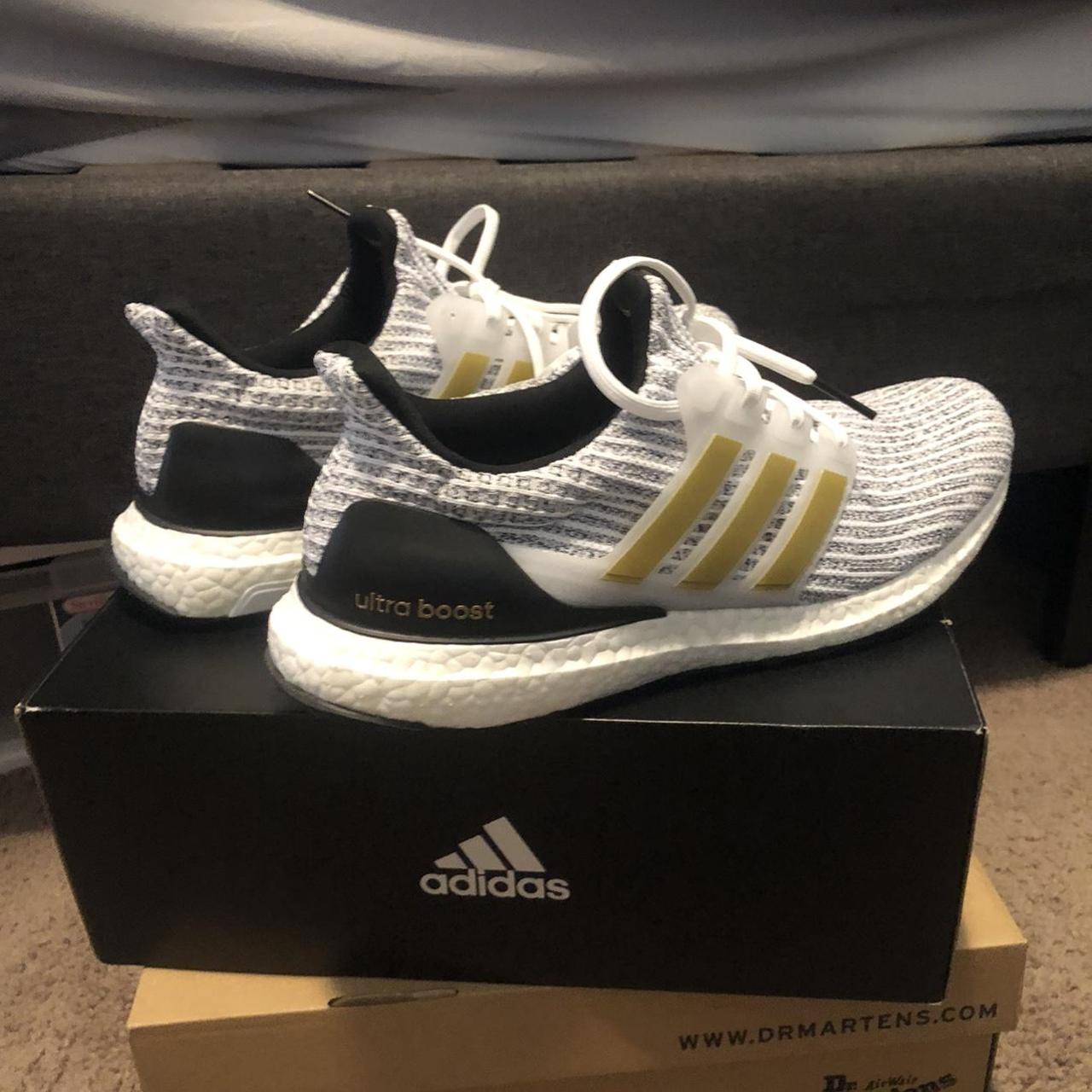 Adidas Gold and White Trainers | Depop