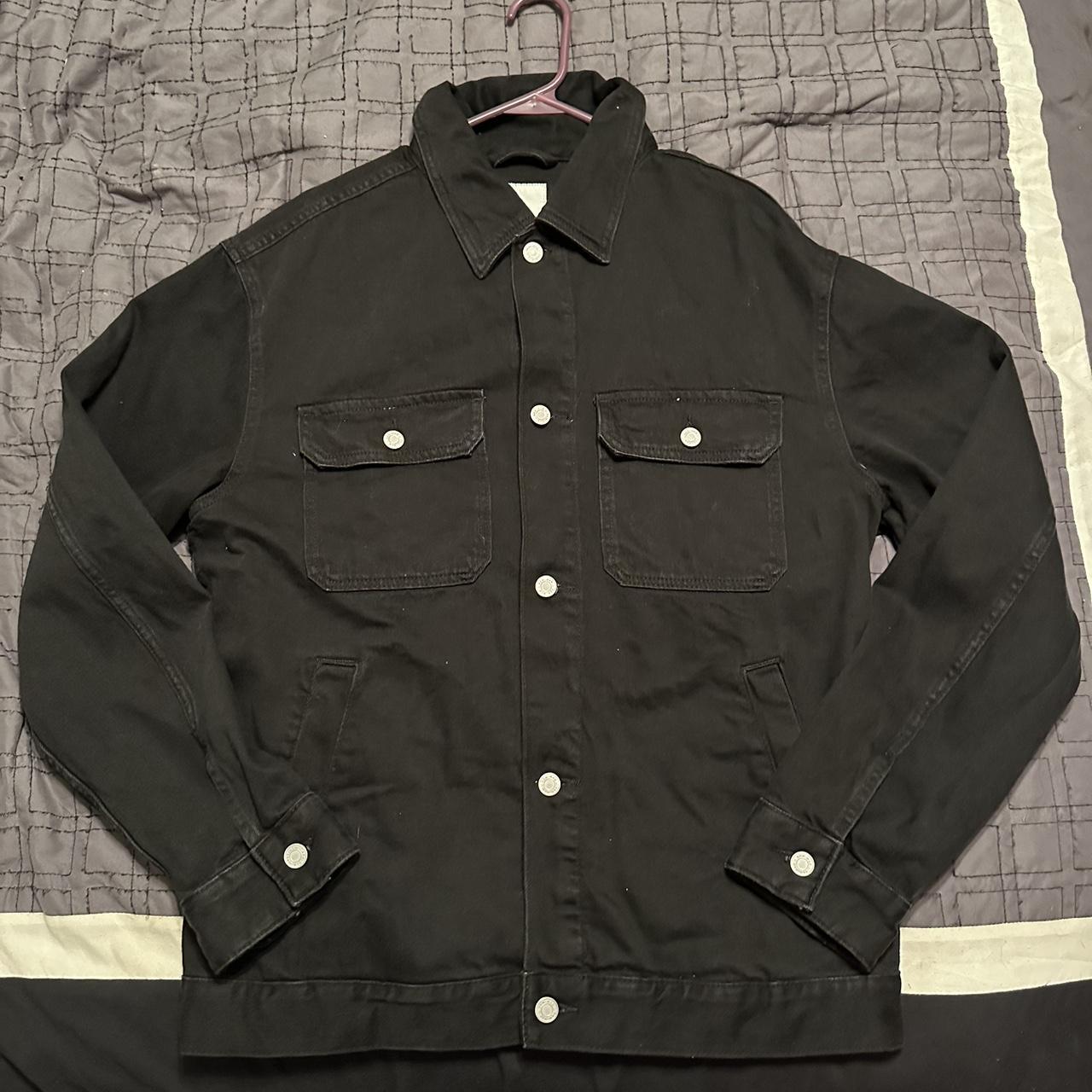 black H&M denim buttoned shirt/jacket size L... - Depop