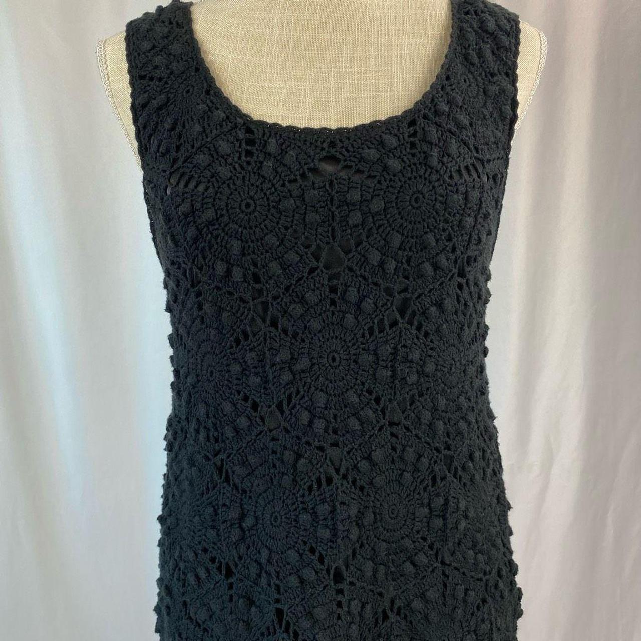 Rhys Dwfen Crochet Shift Dress Black Size purchases Small Boho Grannycore Mini Coastal