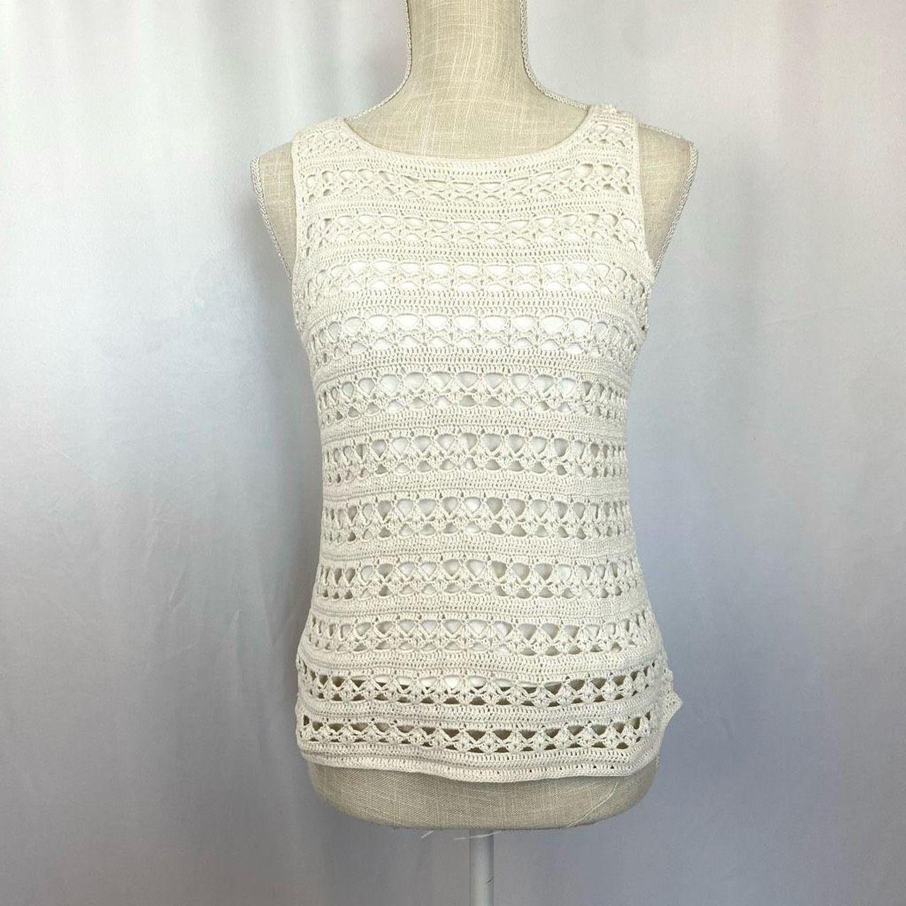 Vintage Y2K does 60s crochet tank top creamy white Depop