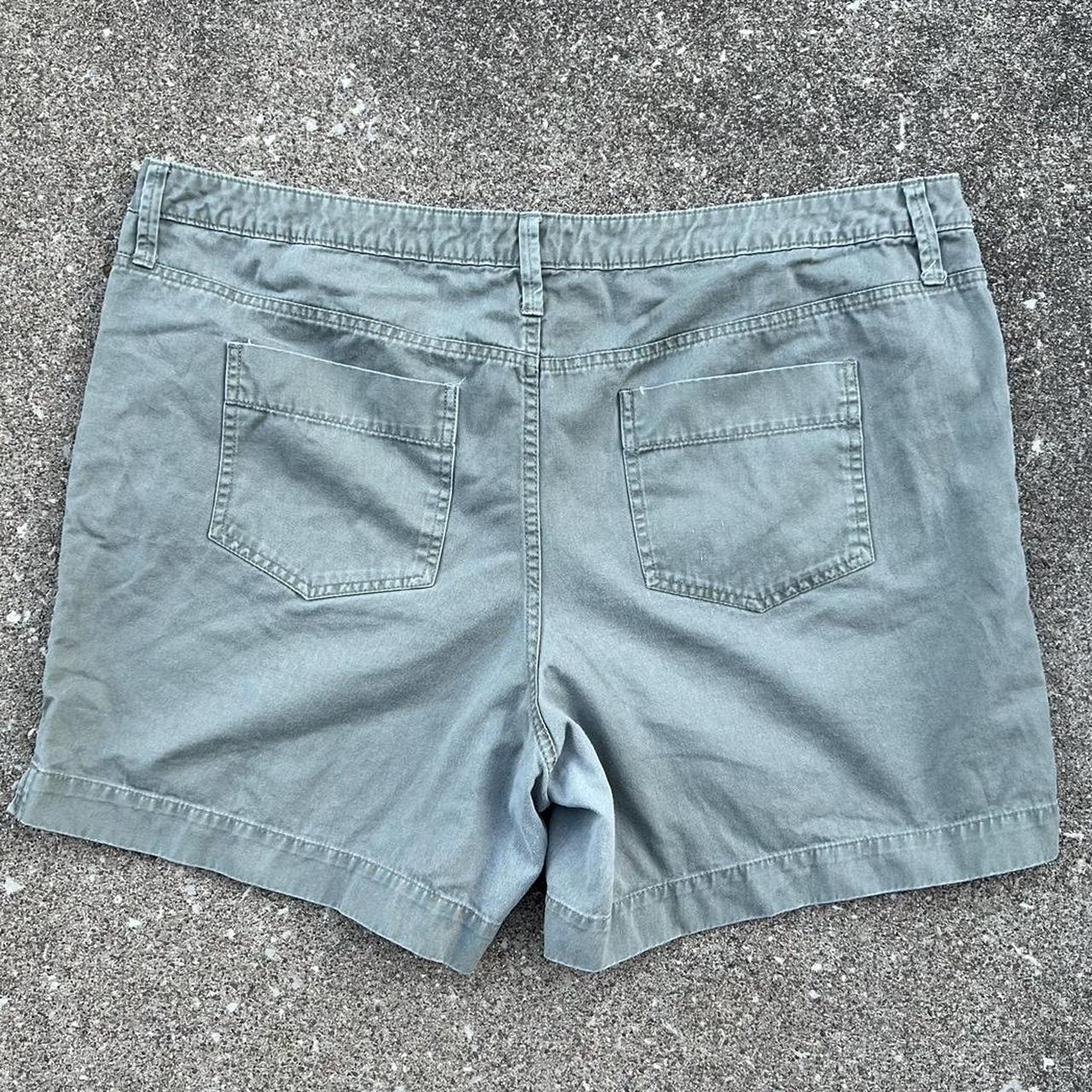 Retro Faded Baggy Kahki Green Cotton Shorts Size... - Depop