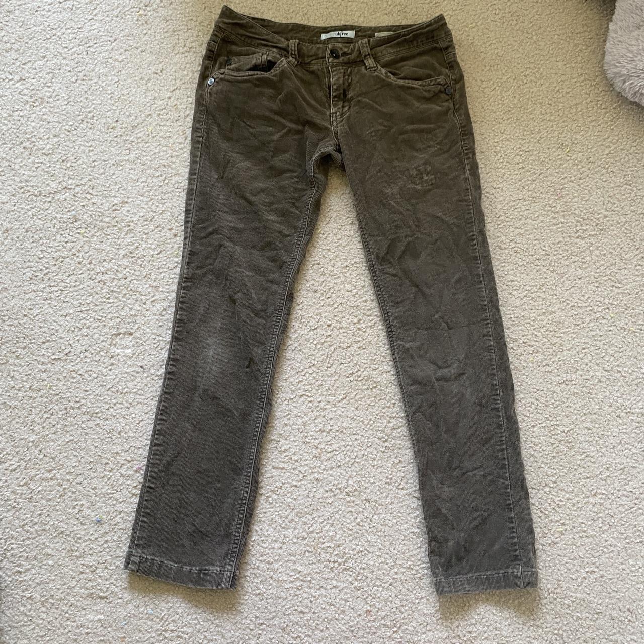 thrifted pants brown corduroy pants size: 5 too... - Depop