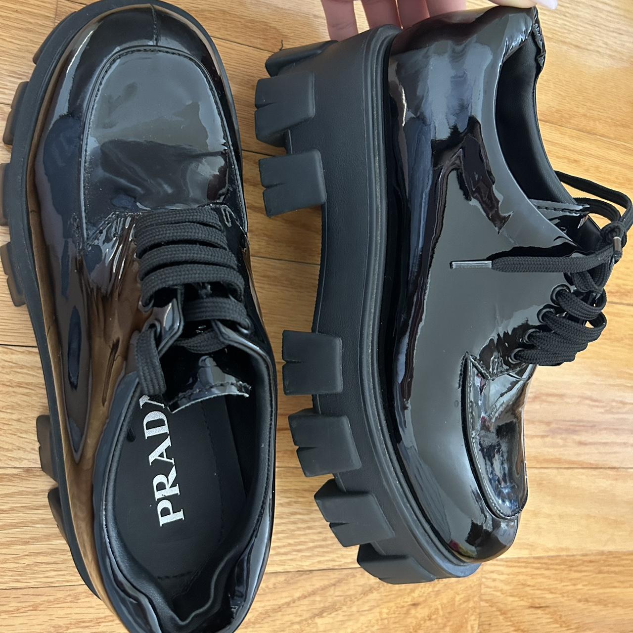 Prada Monolith brushed leather lace-up shoes, it