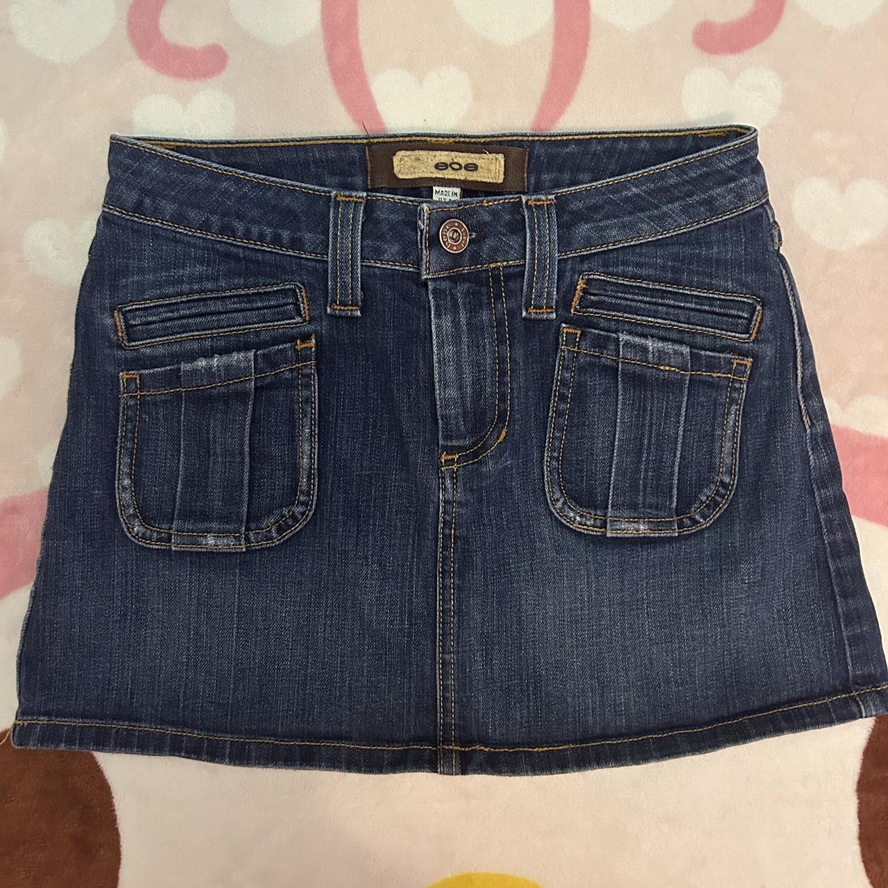 vintage early 2000s denim bebe mini skirt, in good... - Depop