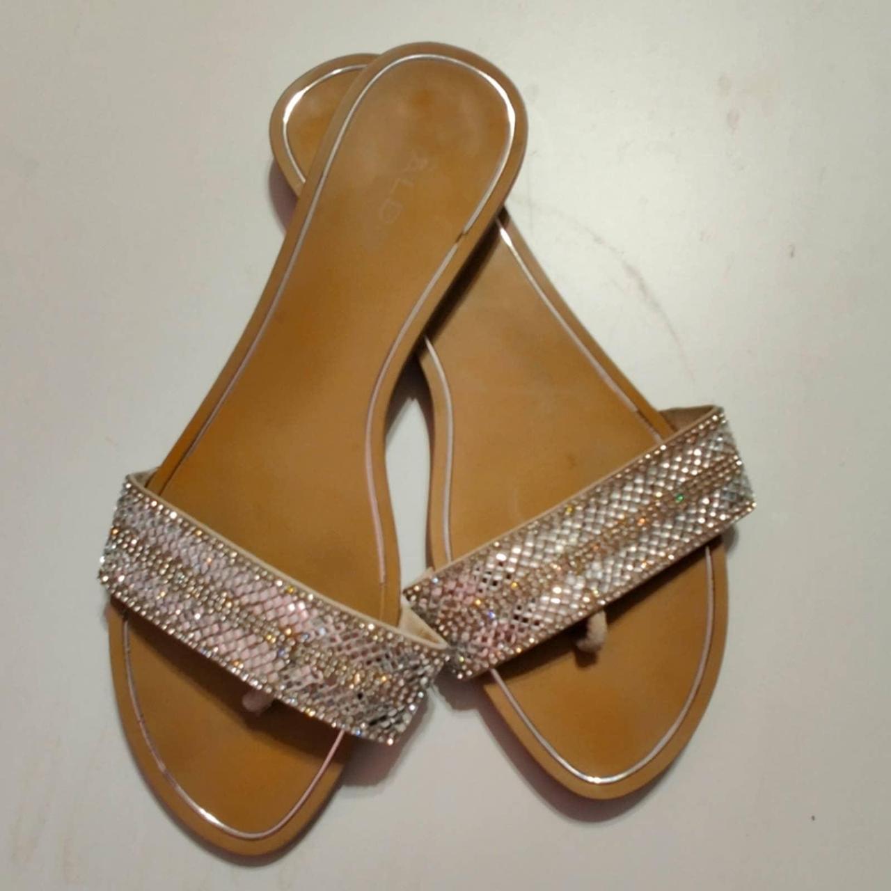 Rhinestone Sandals by Aldo has be worn. We see signs Depop