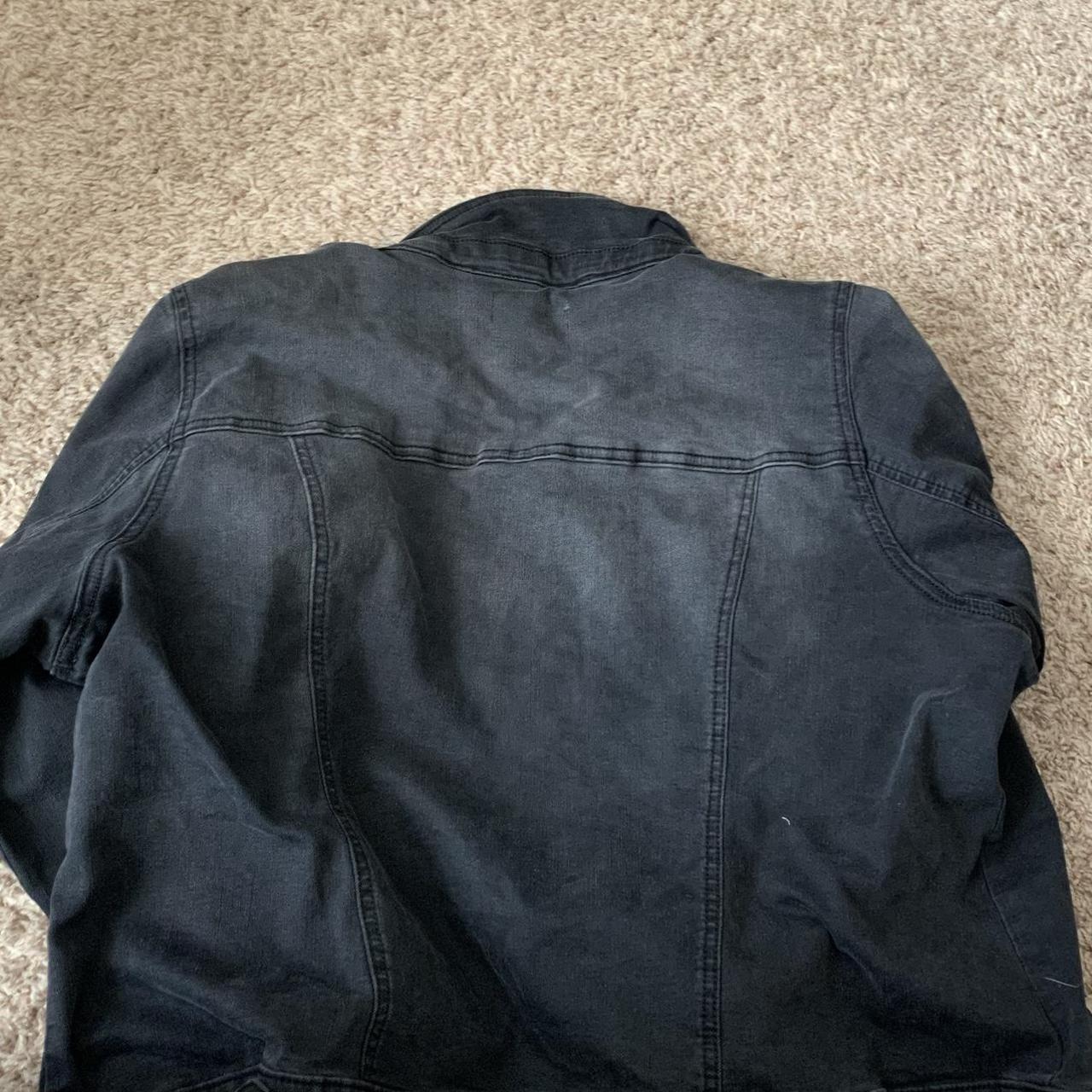 xl oversized black jean jacket #grunge #biker - Depop