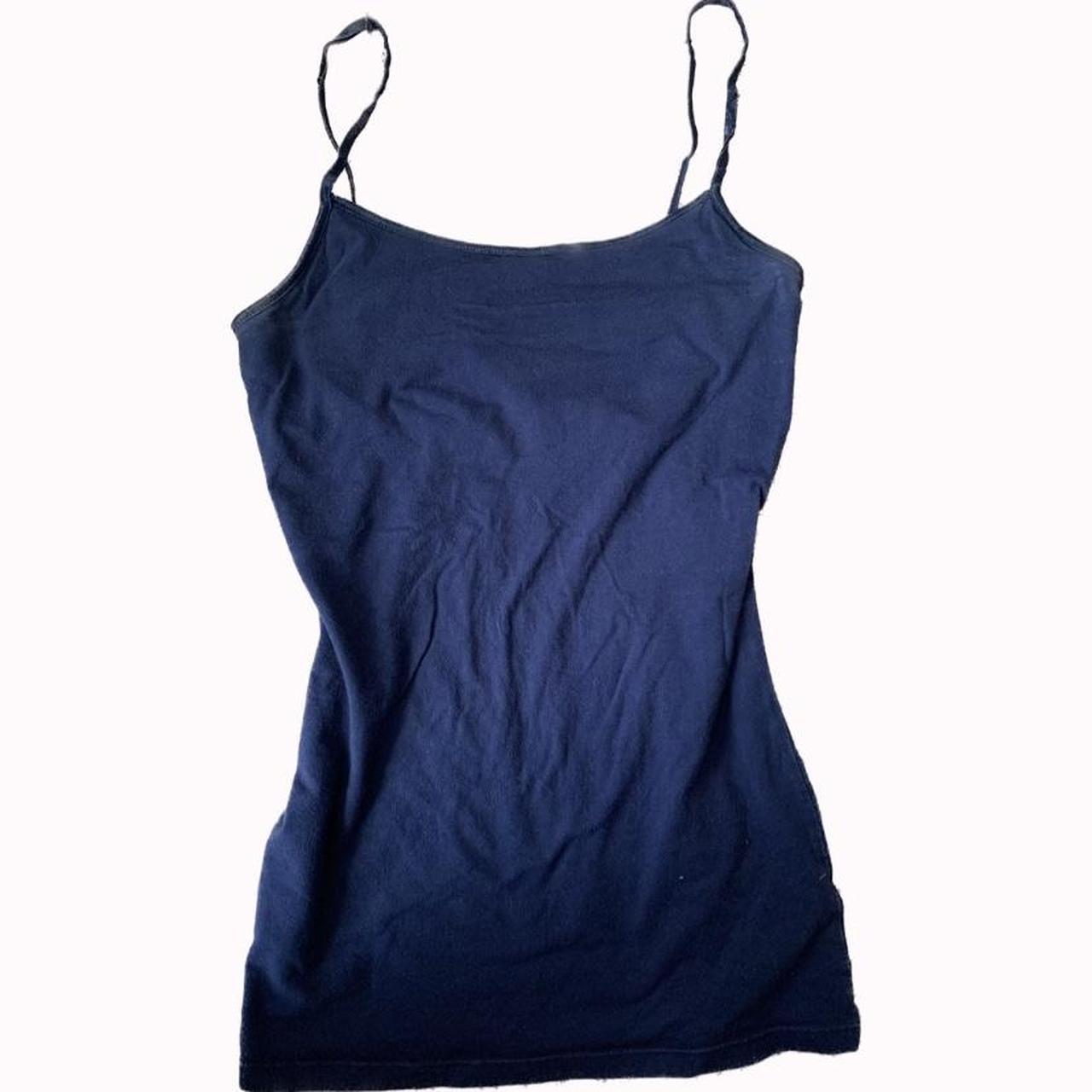 medium navy blue cute tank top with adjustable... - Depop