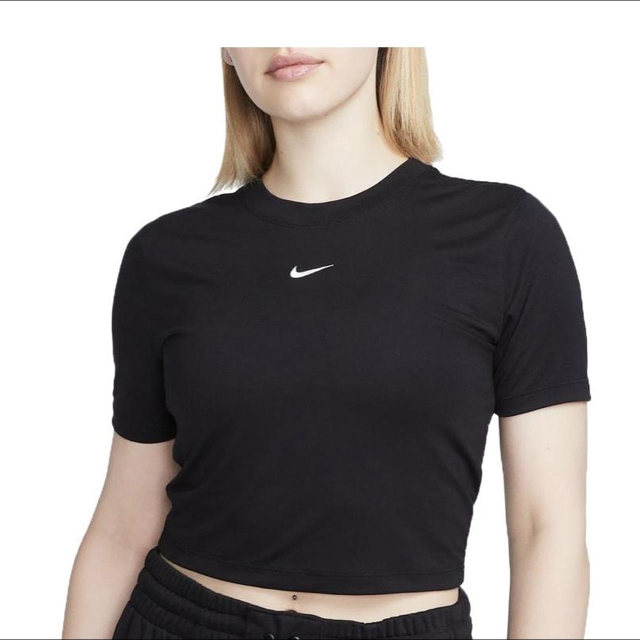 pink and white nike crop top