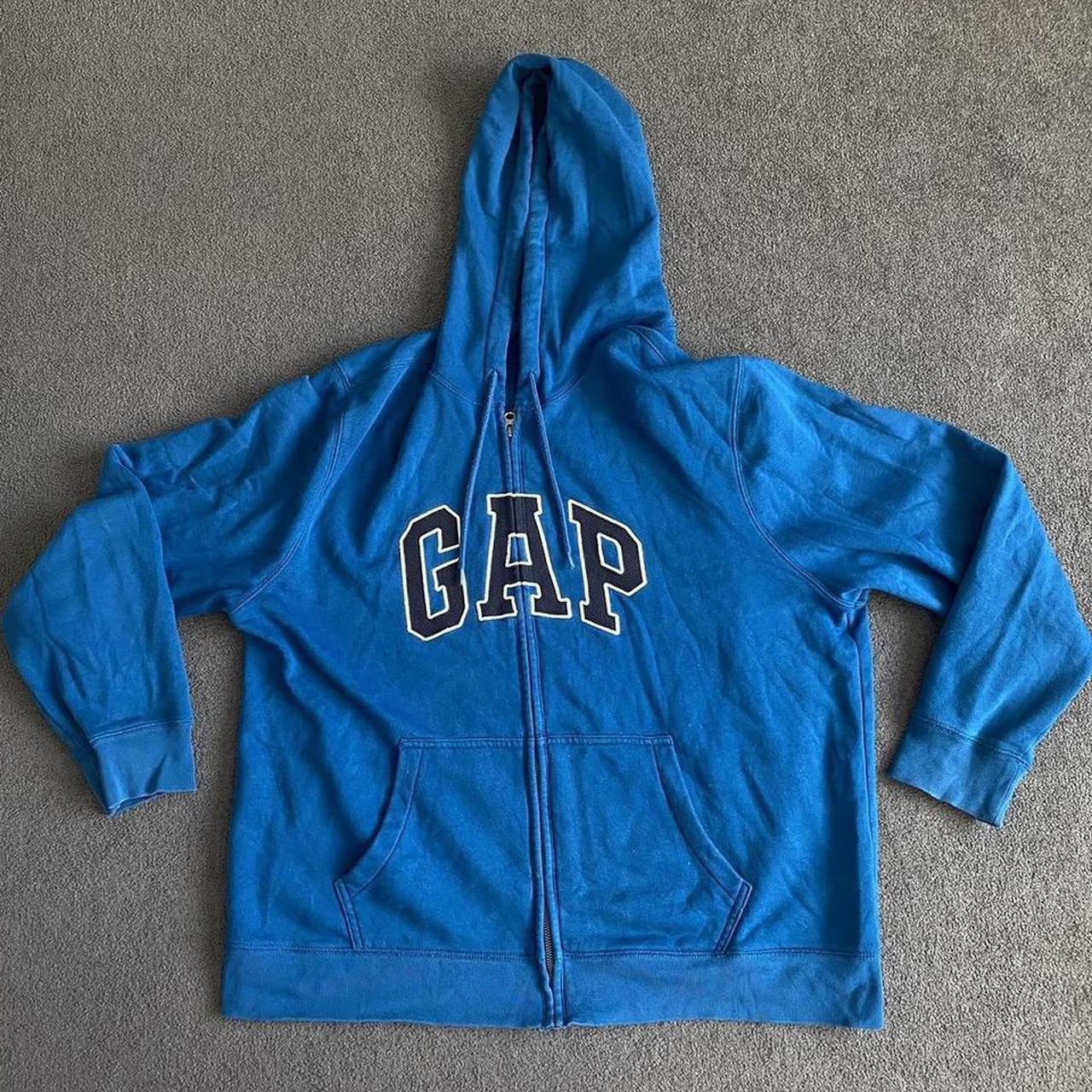 GAP Royal Teal Vintage 00s y2k Zip Up Hoodie GAP... - Depop