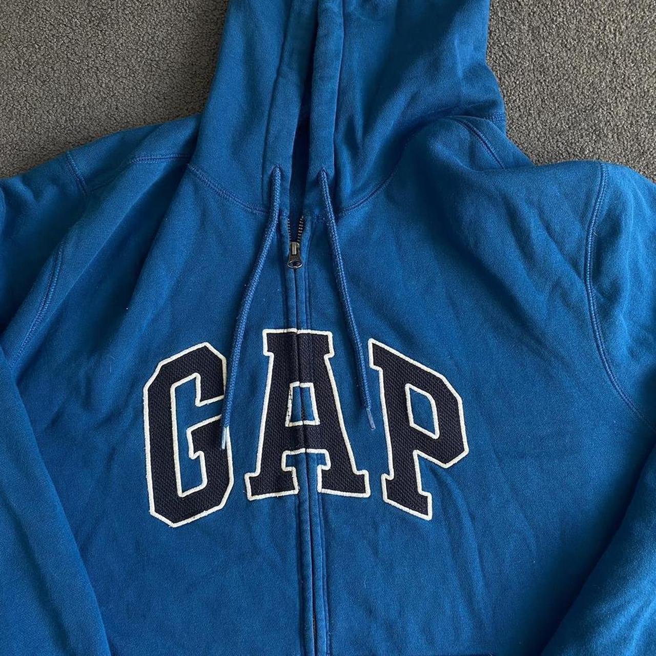 GAP Royal Teal Vintage 00s y2k Zip Up Hoodie GAP... - Depop