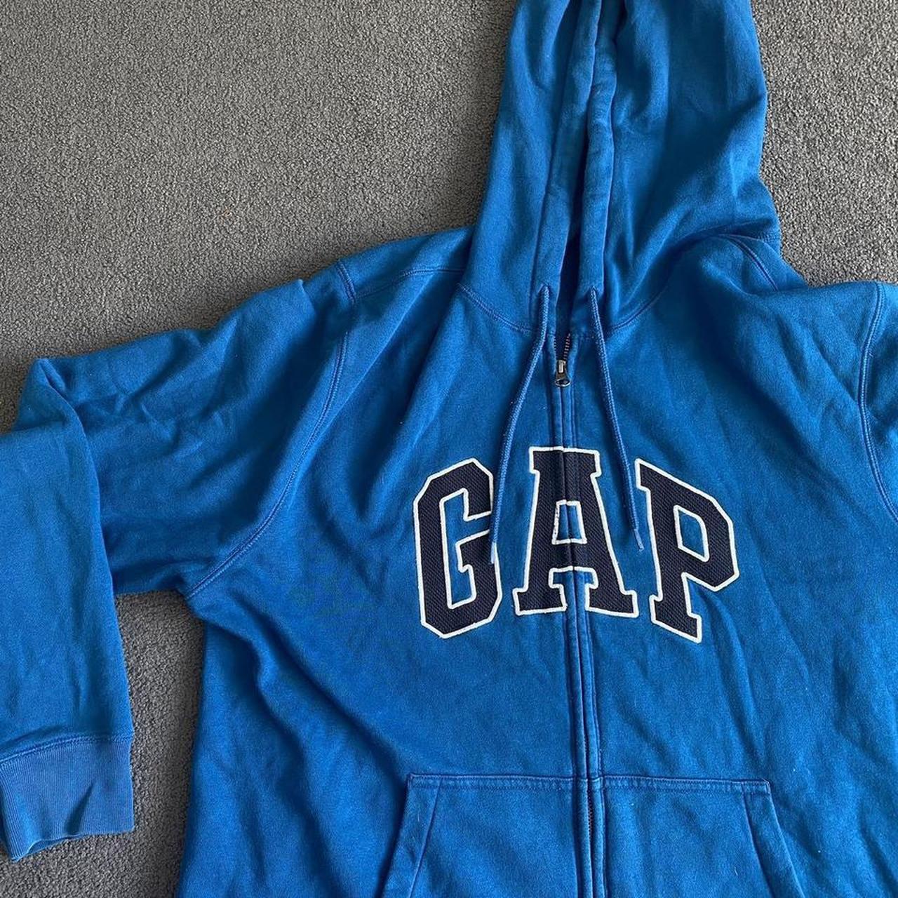 GAP Royal Teal Vintage 00s y2k Zip Up Hoodie GAP... - Depop