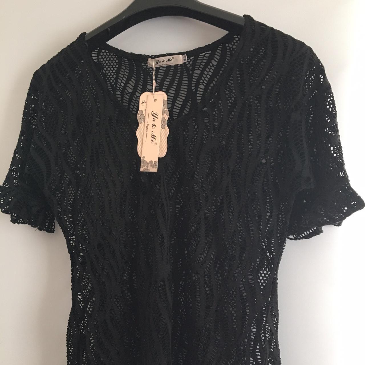 Black Crochet Lace Detail Kaftan Dress / Cover Up... - Depop