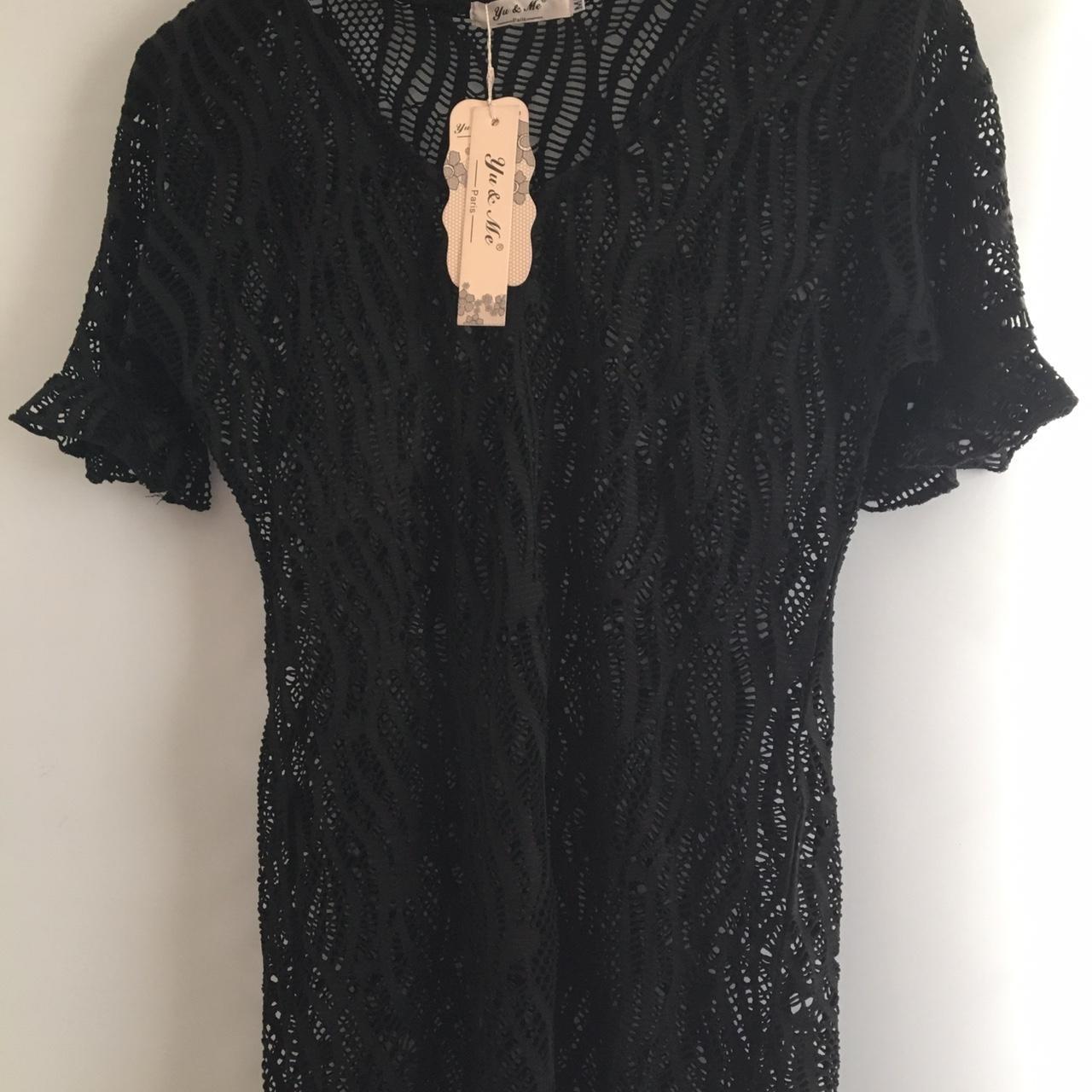 Black Crochet Lace Detail Kaftan Dress / Cover Up... - Depop