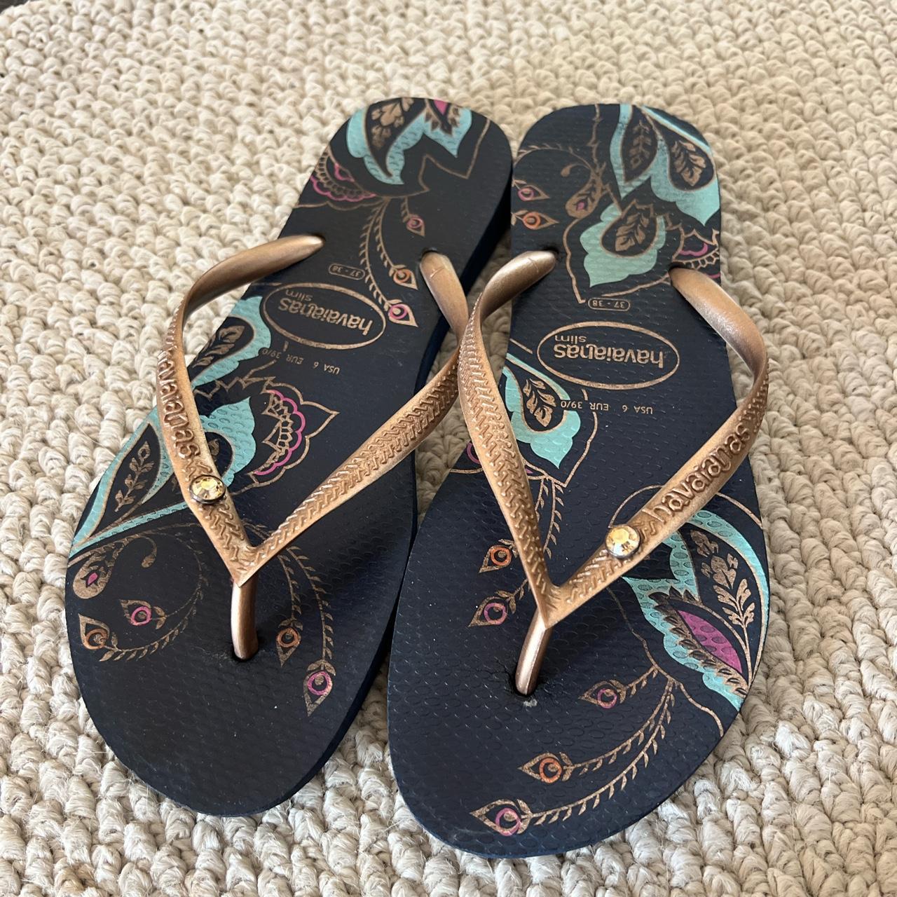 HAVAIANAS Slim Crystal SW Flip Flops Depop