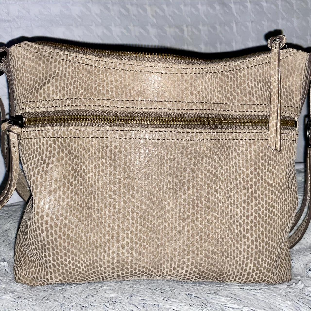 Margot New York Beige Leather Faux Snakeskin Finish - Depop