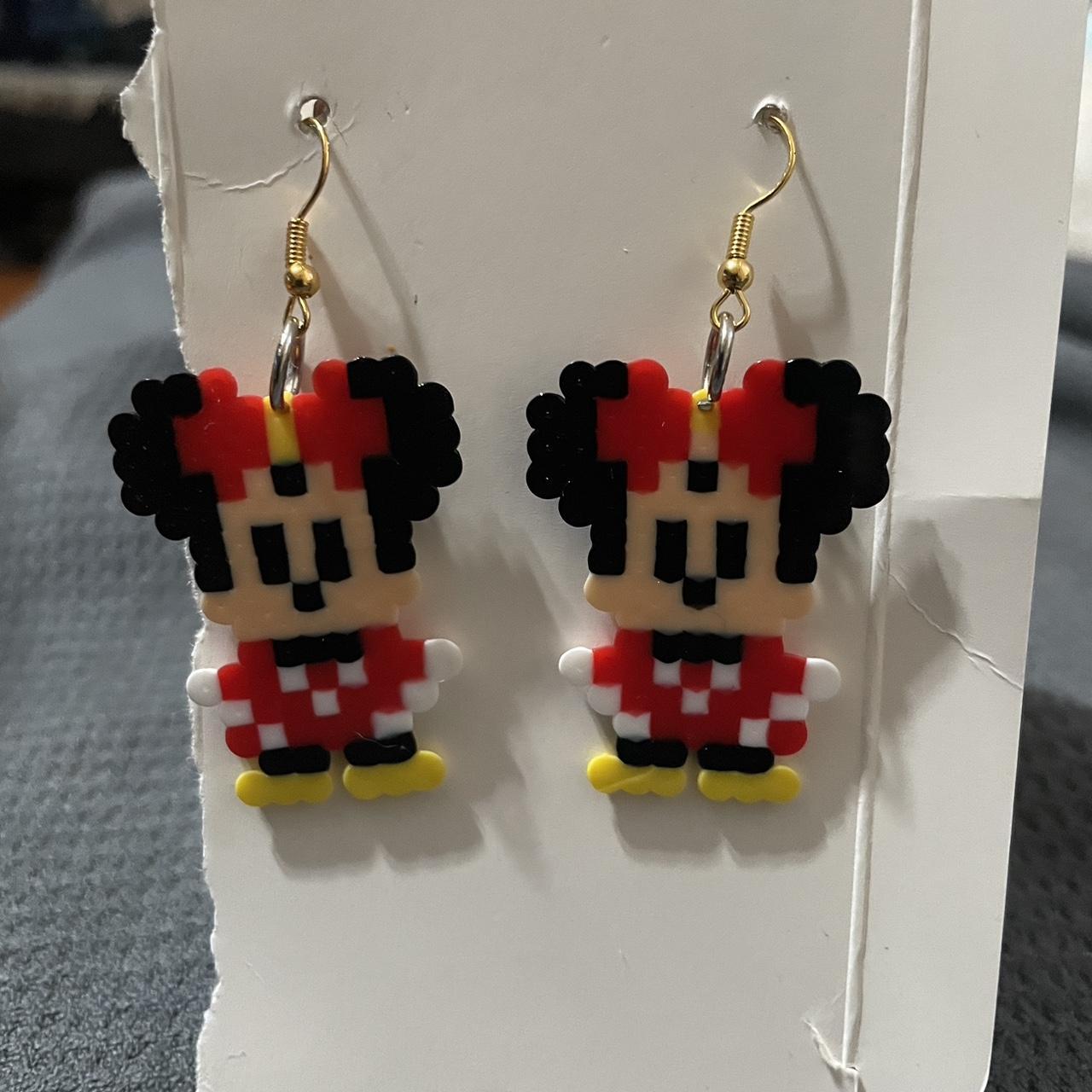 Perler Bead Earrings Minnie Mouse Hand made