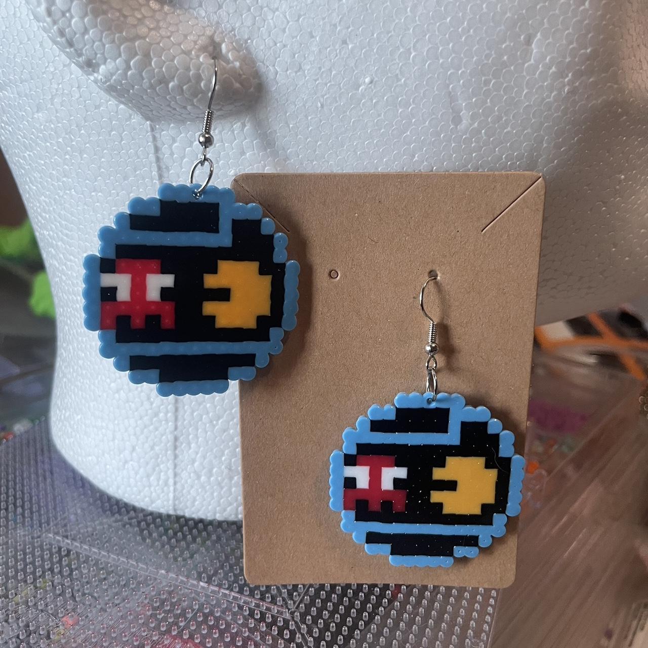 Perler Bead Earrings Pac Man Hand made