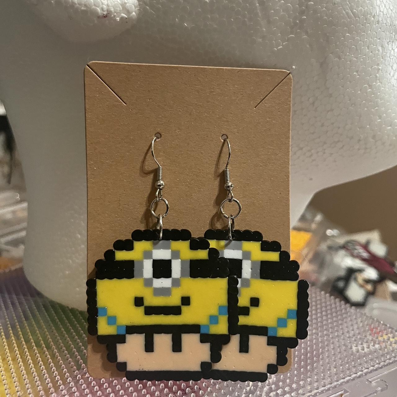Perler Bead Earrings Minion Toad Hand made Depop