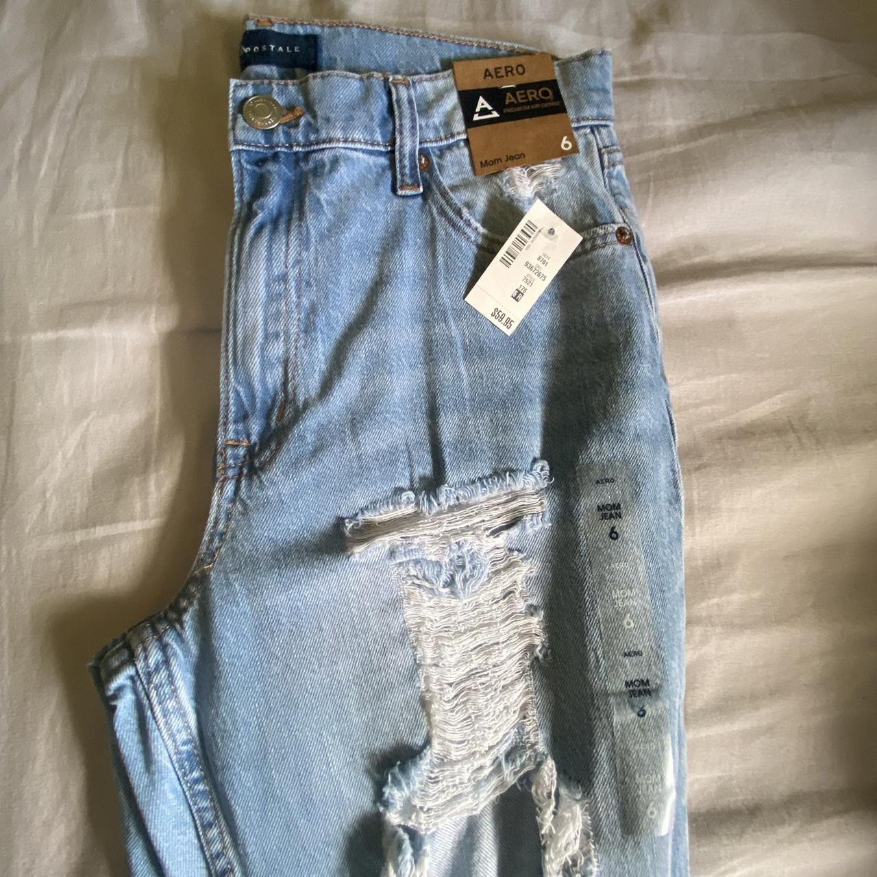 Aero Jeans Size 6 Denim Mom Medium Wash Distressed Aeropostale Blue