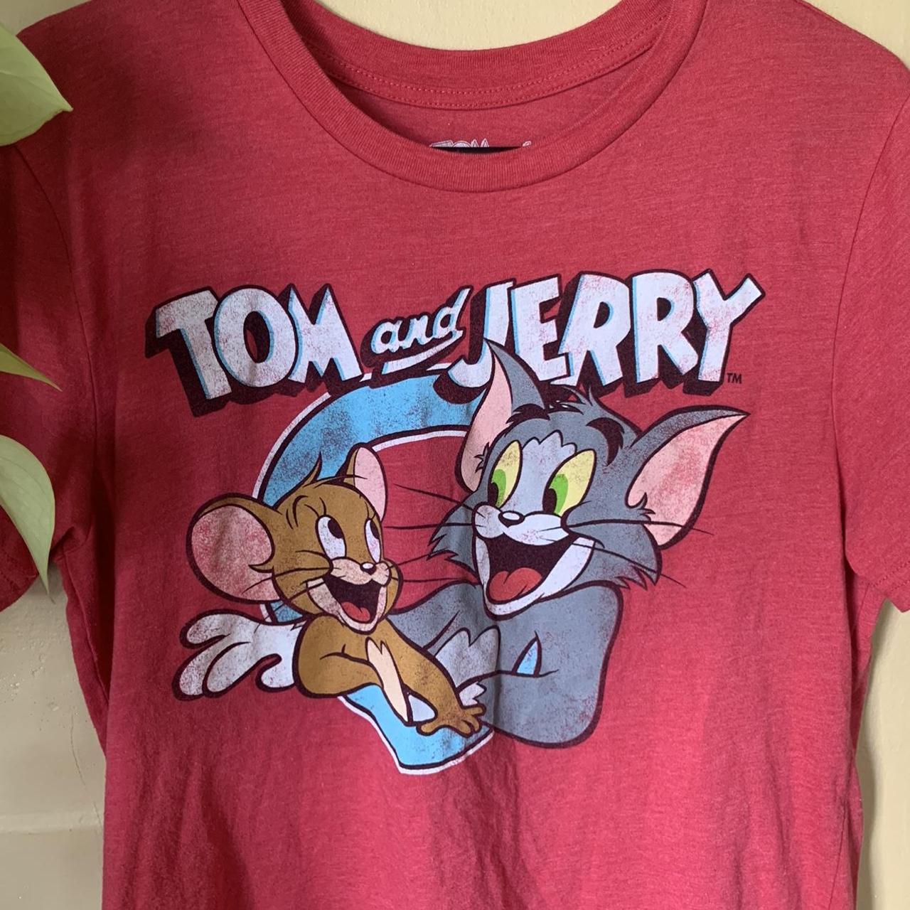 Vintage Style Tom and Jerry Red Cartoon T-shirt... - Depop