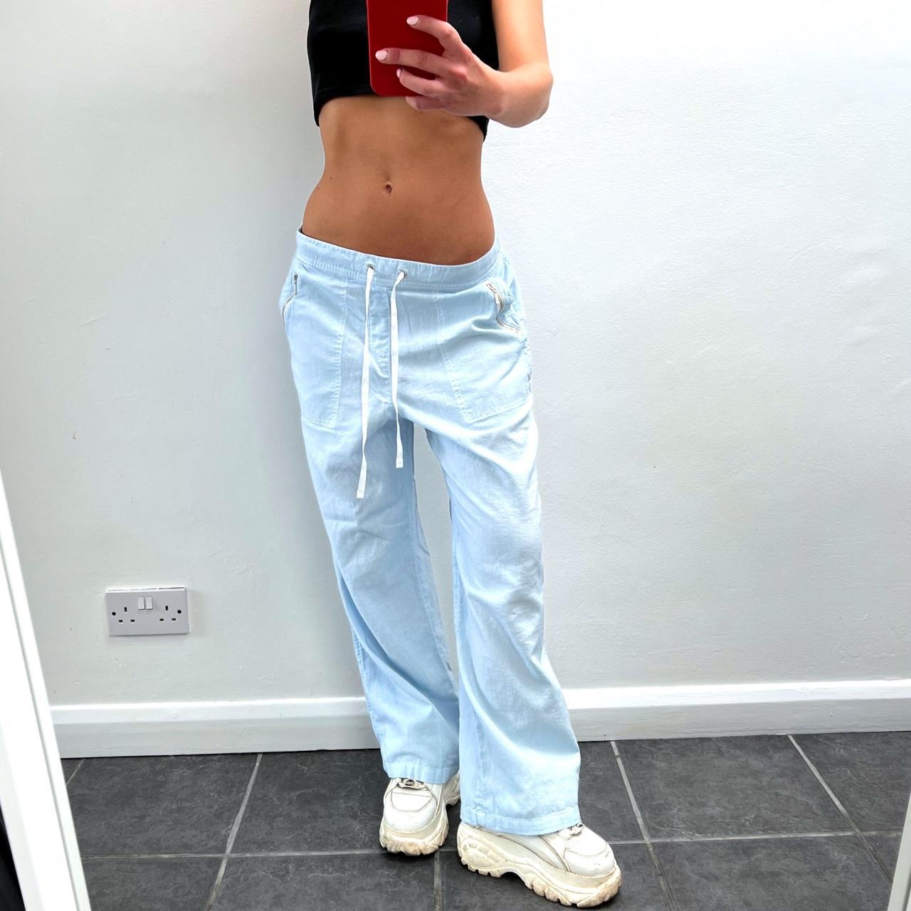 Vintage baby blue linen trousers Midweight linen... Depop