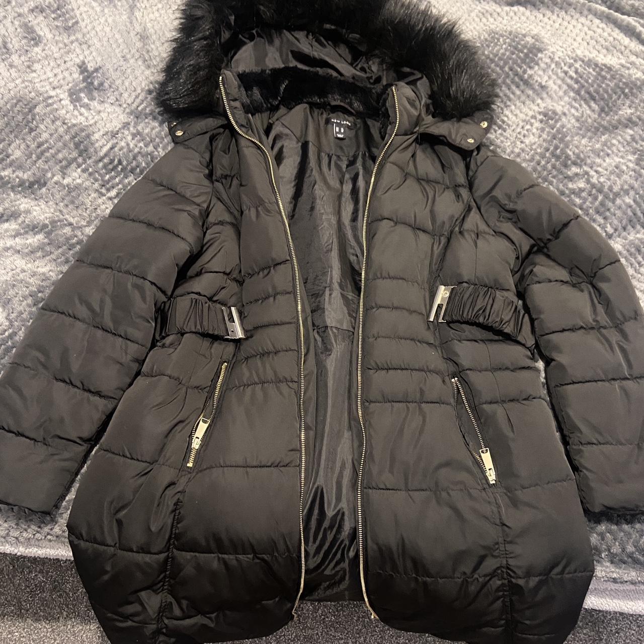 Long black winter coat from new look with a working... - Depop