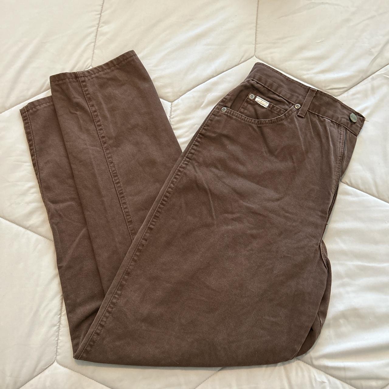 Vintage chocolate brown jeans size 16 3 white dot... - Depop