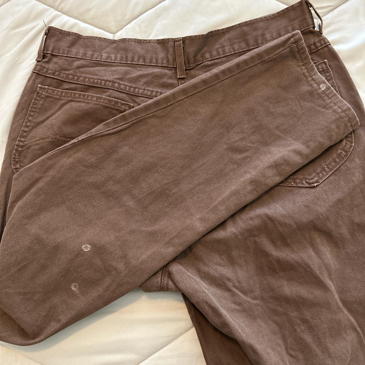 Vintage chocolate brown jeans size 16 3 white dot... Depop