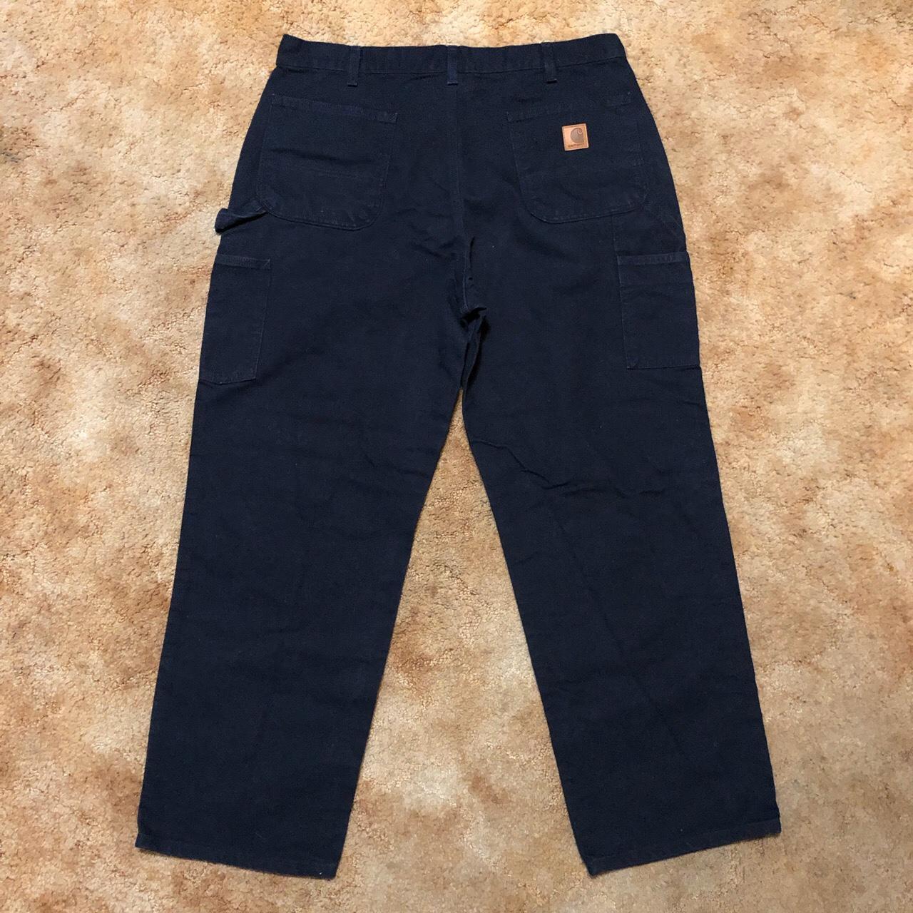 Dark navy blue Carhartt jeans. 38 waist all around.... - Depop