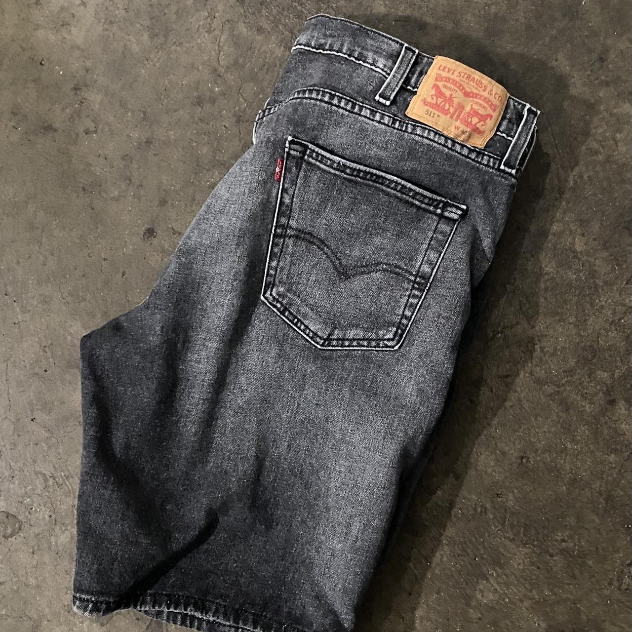 Vintage Y2K Levi Jorts: Washed Black size 40 - Depop