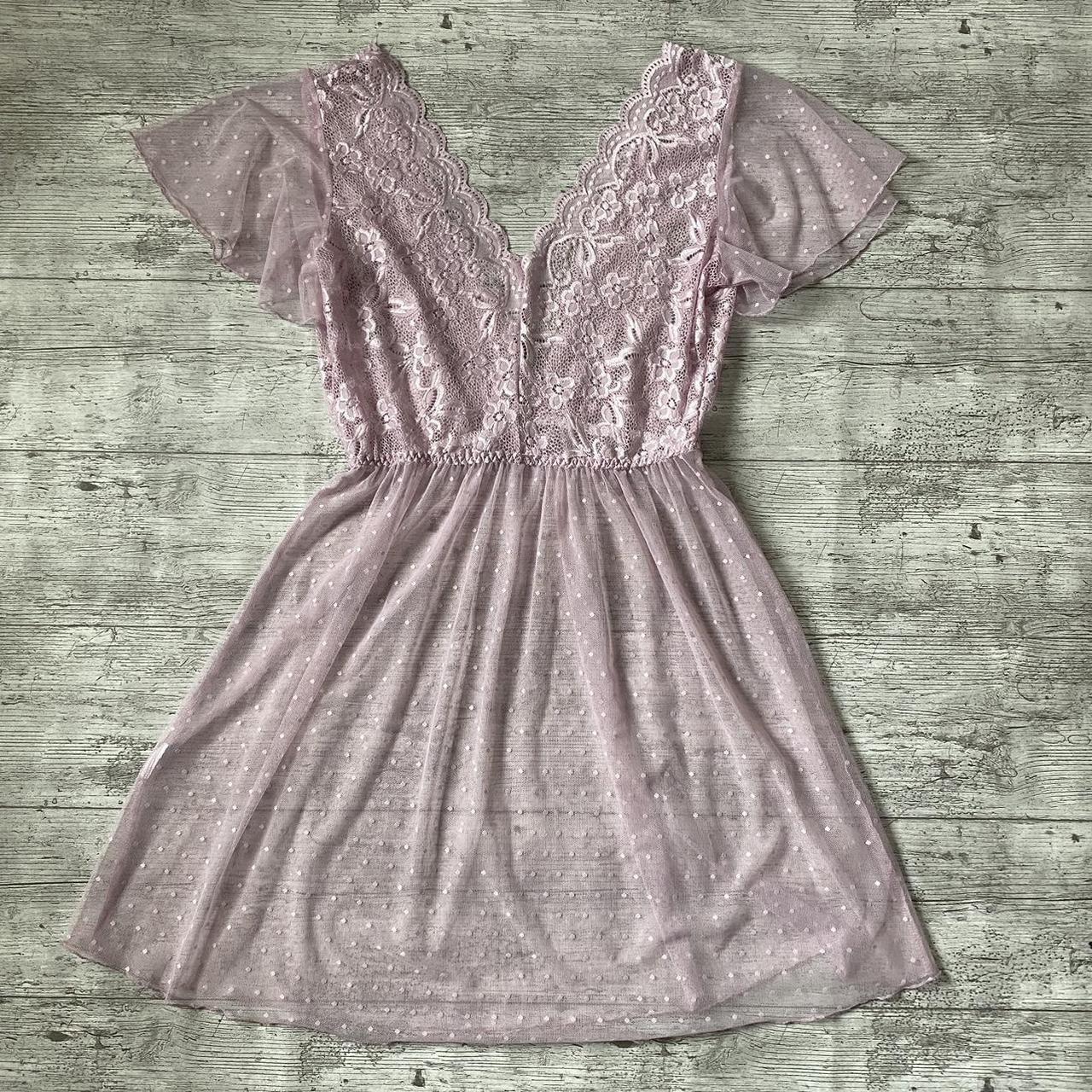 Vintage y2K mesh baby doll dress Pastel pink... - Depop