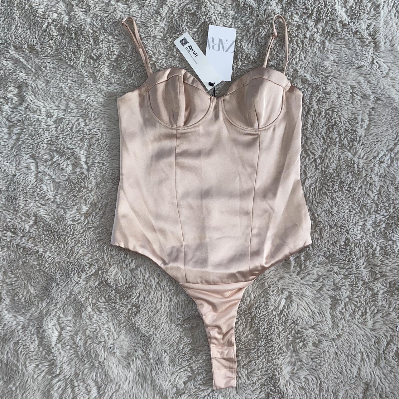 Zara satin corset inspired bodysuit New with tags... - Depop
