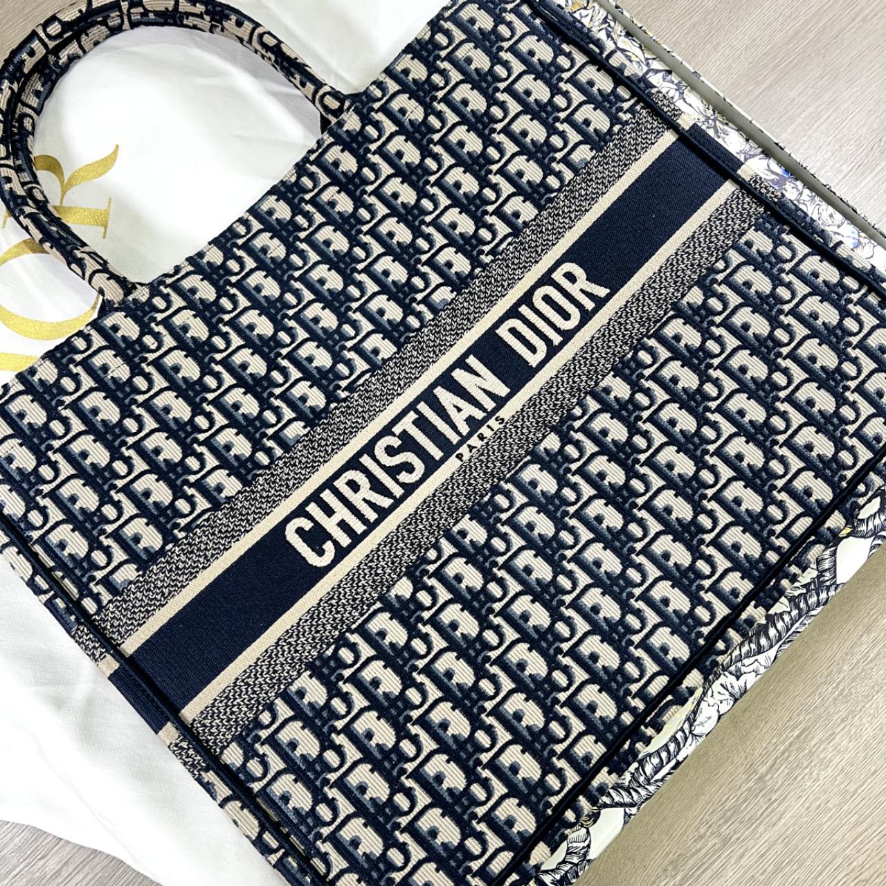 Item: Dior Large Canvas Book Tote Blue Multicolor... - Depop