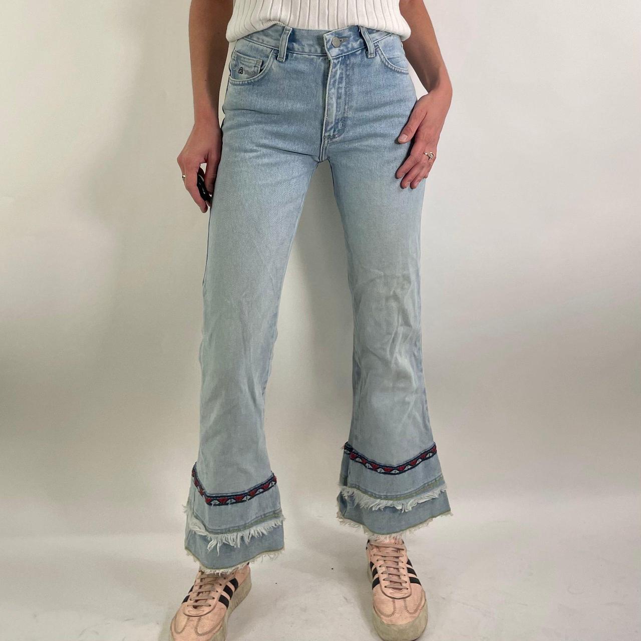 Jeans with embroidered sales cuff