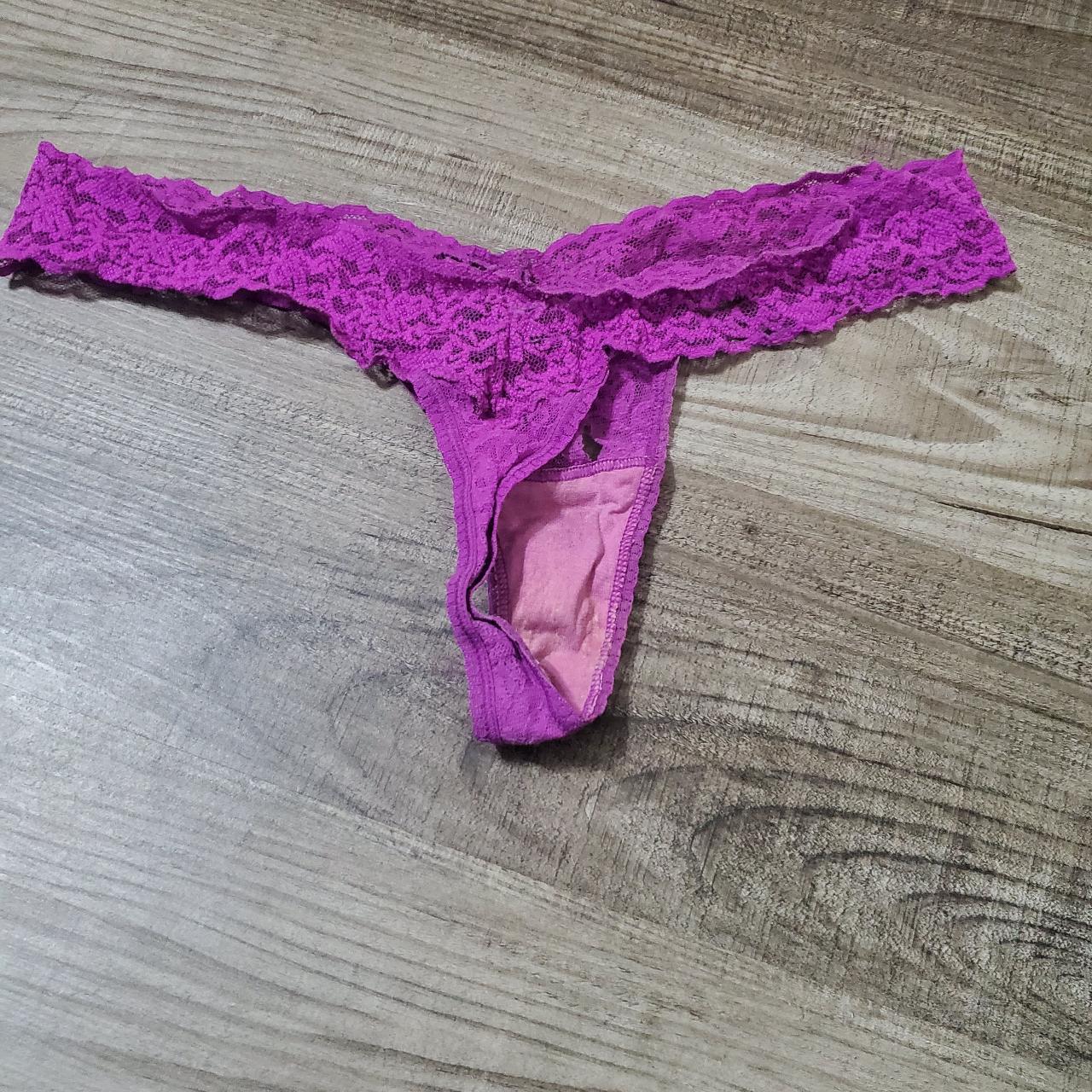 Victoria's Secret Purple Lace Thong Panty, One Size