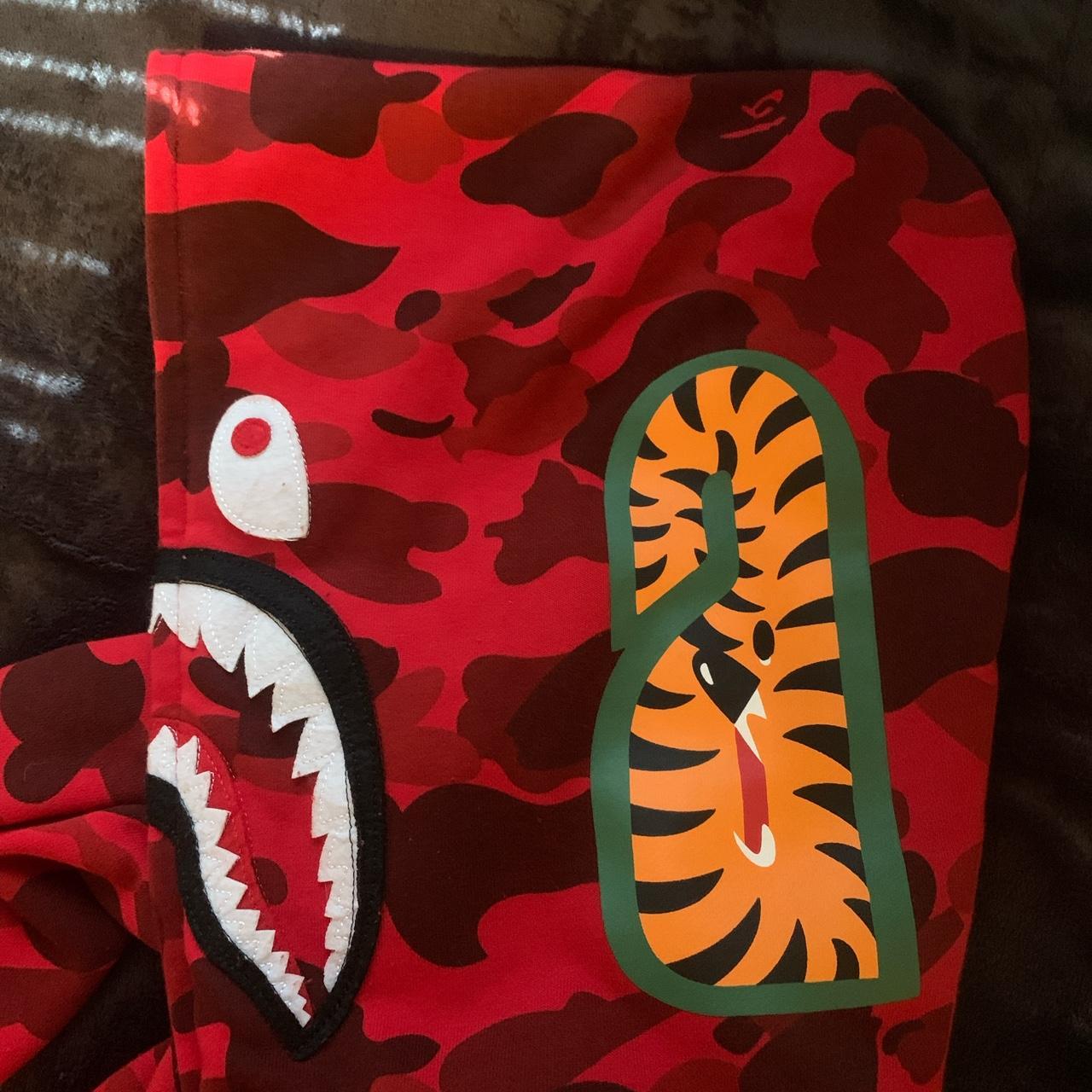 BAPE Men's Red and Black Hoodie | Depop