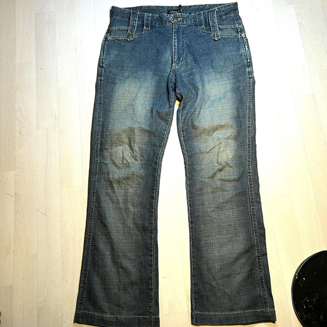 GREEN WASH JEANS size ML waist 46cm hips 55cm... Depop