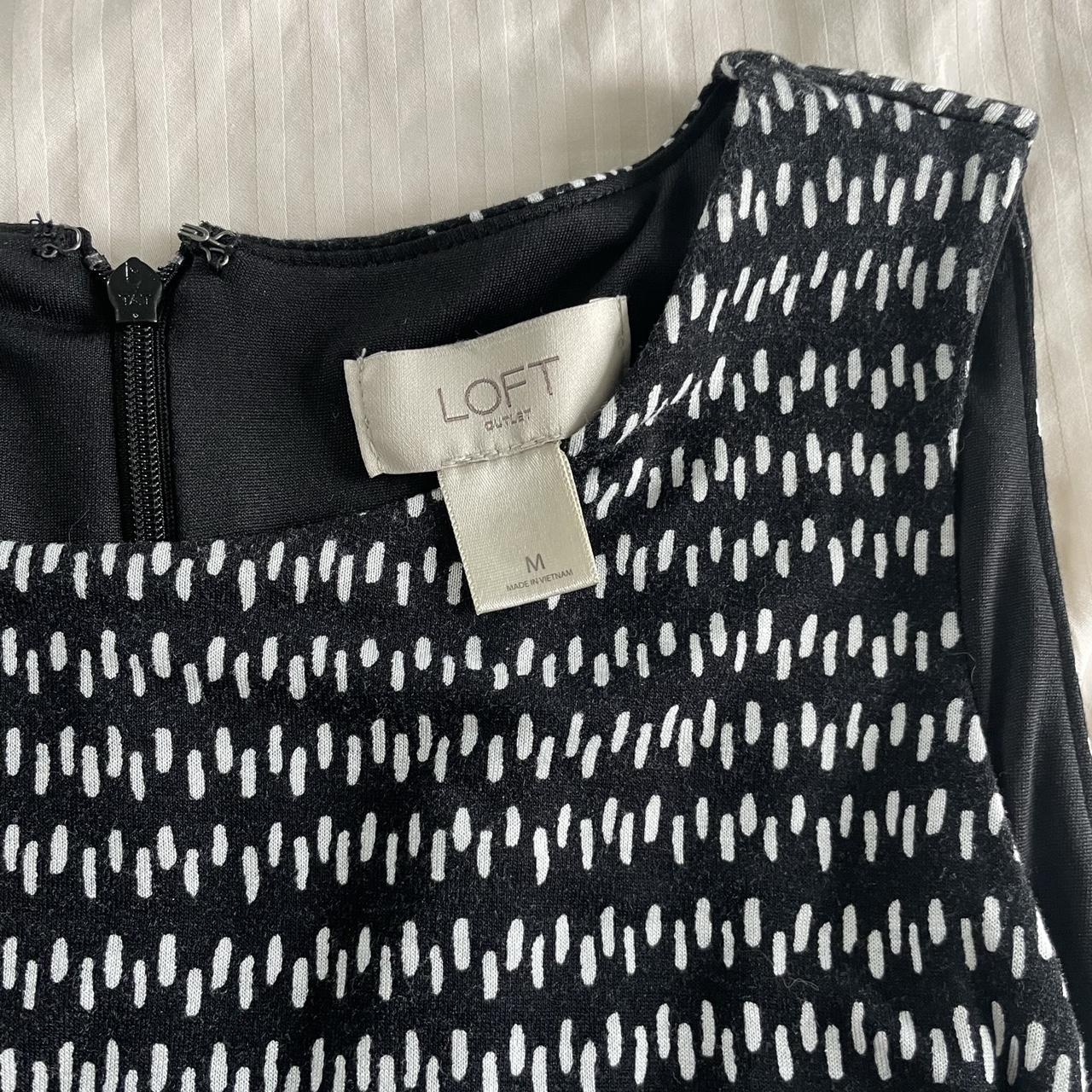 LOFT Women's Black and White Dress | Depop