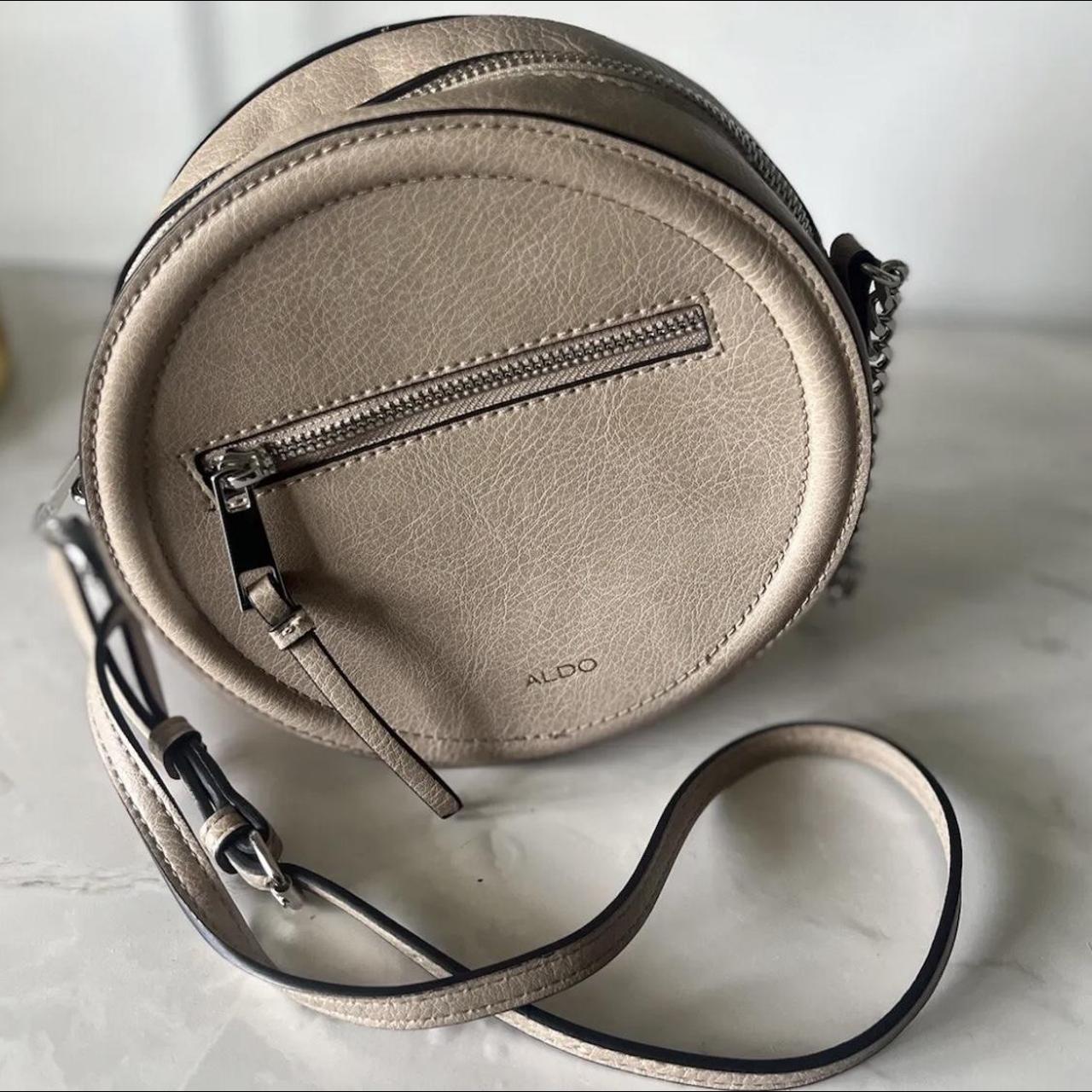 Aldo Beige Crossbody Small Bag Zip Up Closure Round Depop