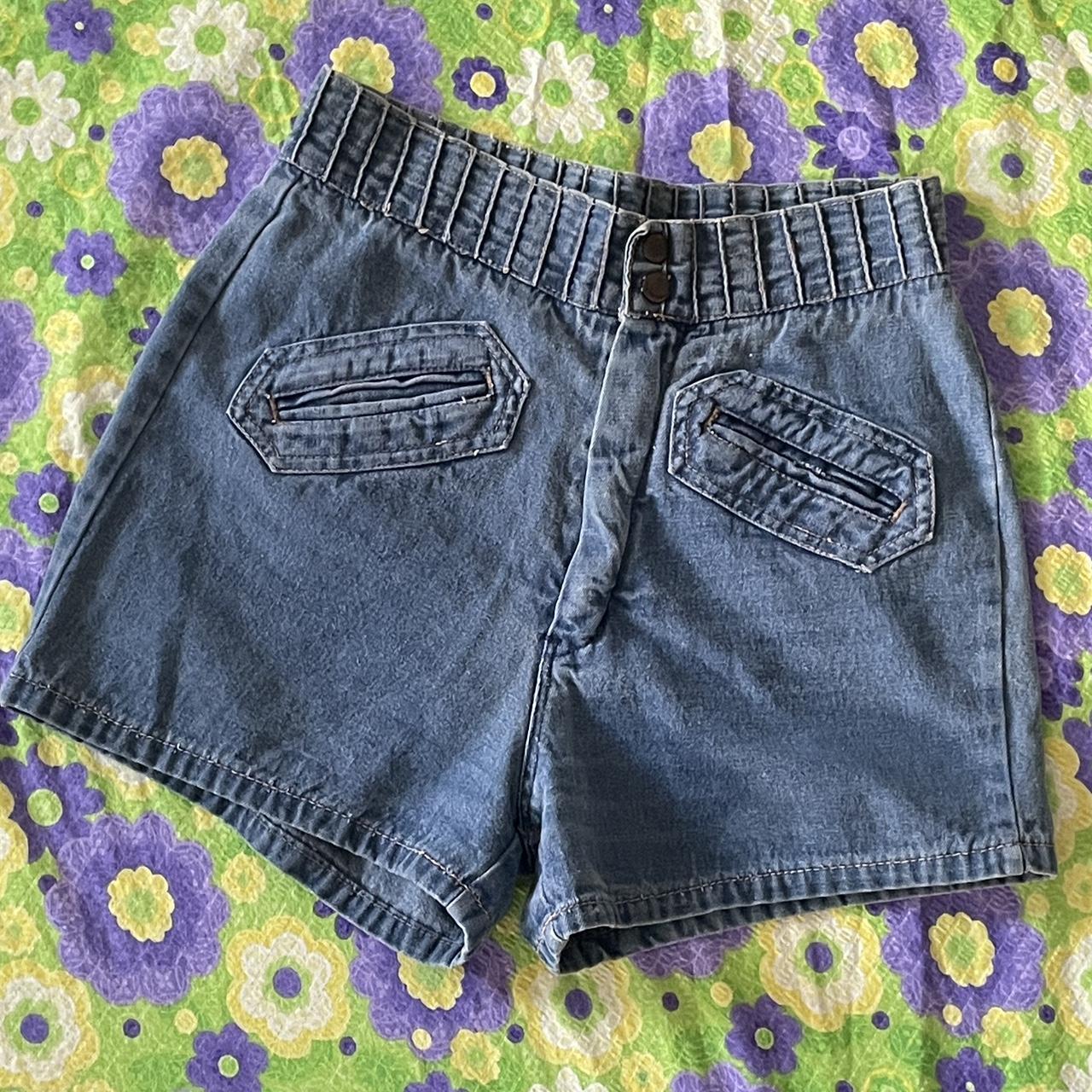 Vintage 70’s High Waisted Jean Shorts, Front and back...