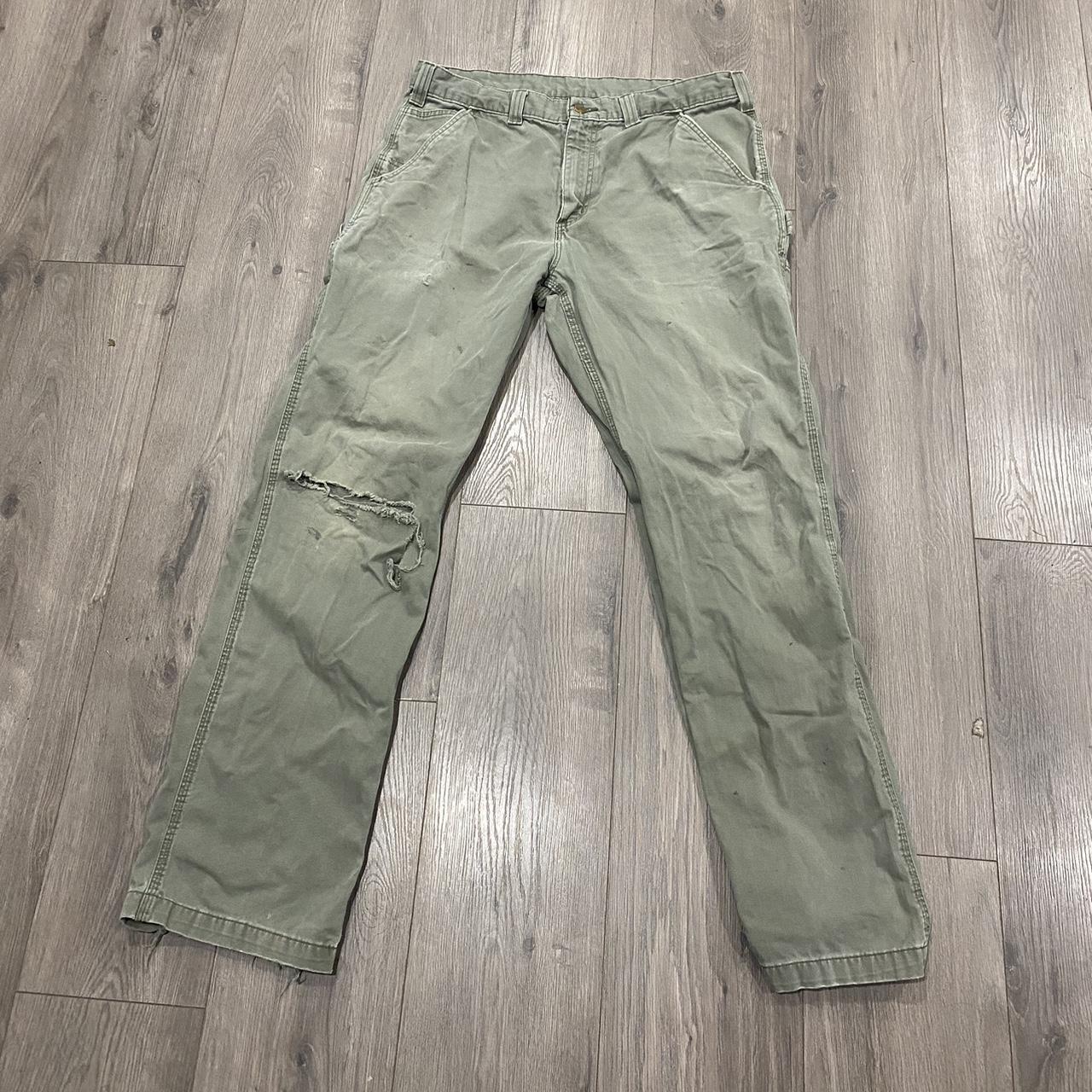 Olive Green Carhartt Carpenter Pants Size 36 x 34... - Depop