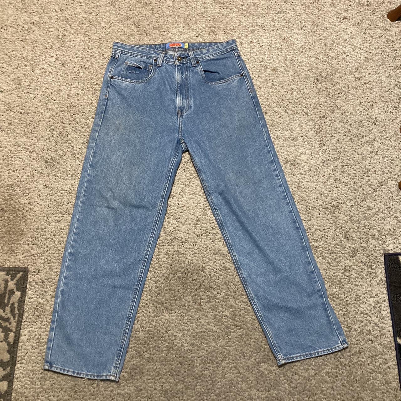 Blue empyre jeans size 32 slight tear at heels and... - Depop