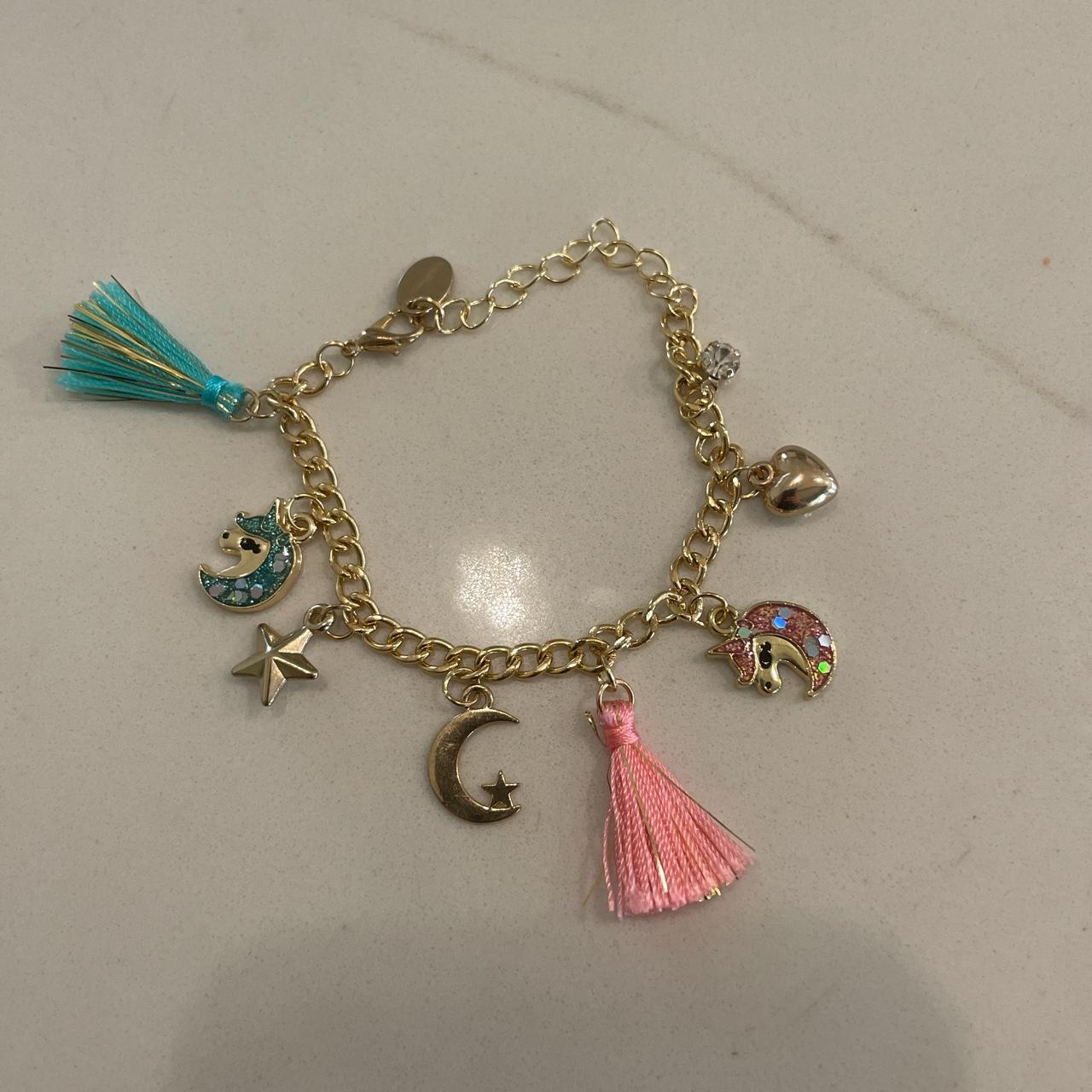 -Cute Pink And Blue Claire’s Charm Bracelet! -Brand... - Depop