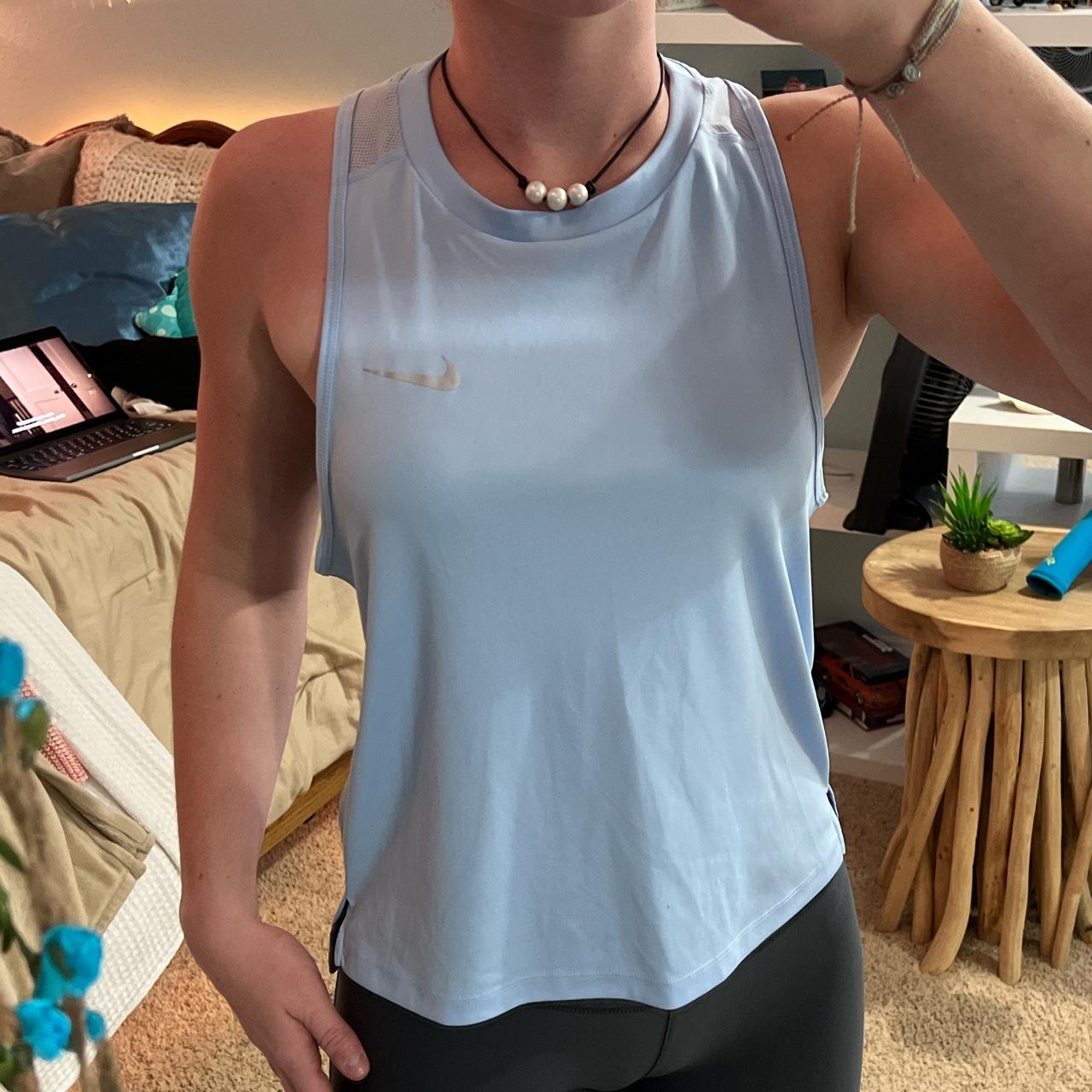 Light Blue Nike Running Tank Top Racer Back Also Depop Light Blue Nike Running Tank Top Racer Back Also Depop