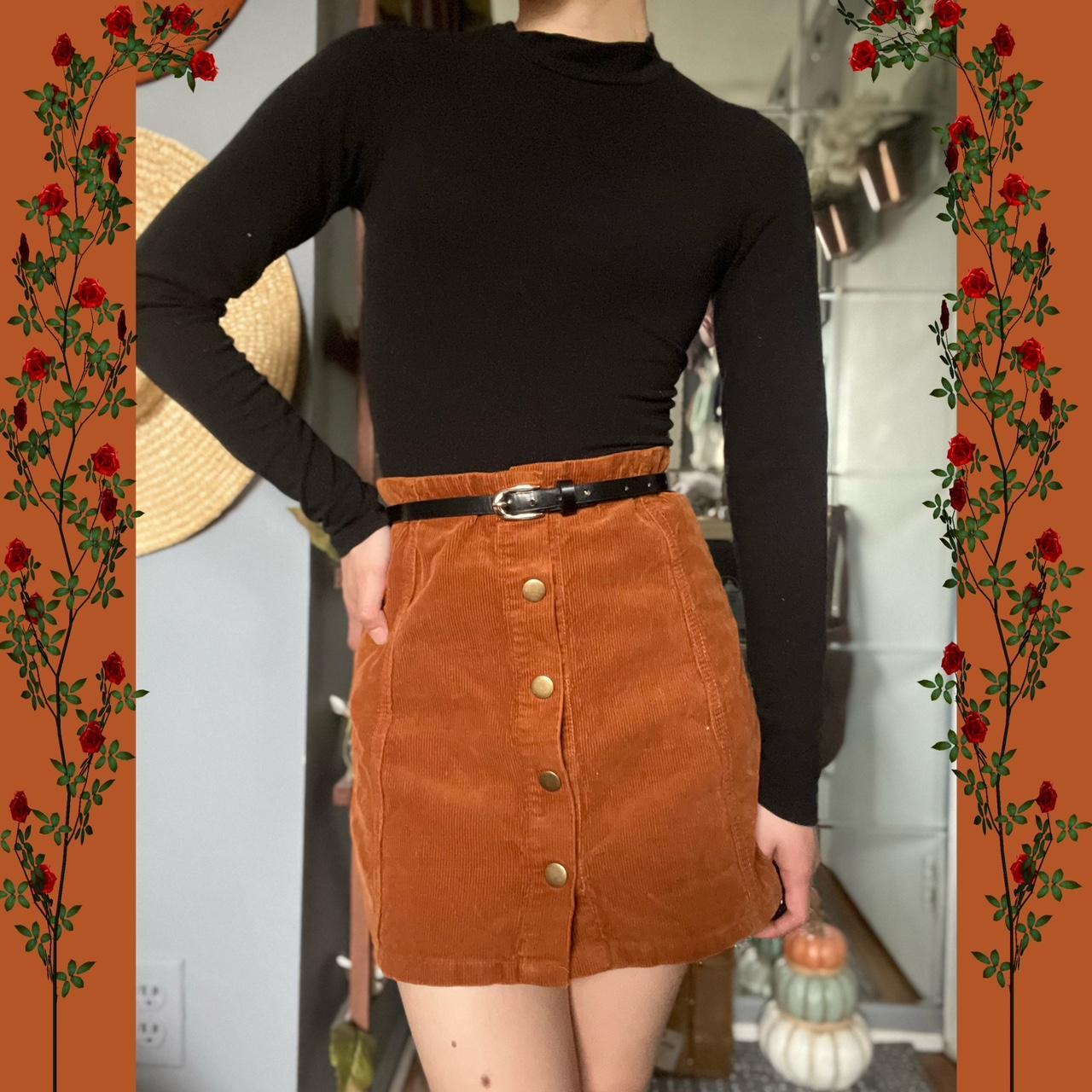 Rust orange corduroy skirt. Belt not included. Size... - Depop