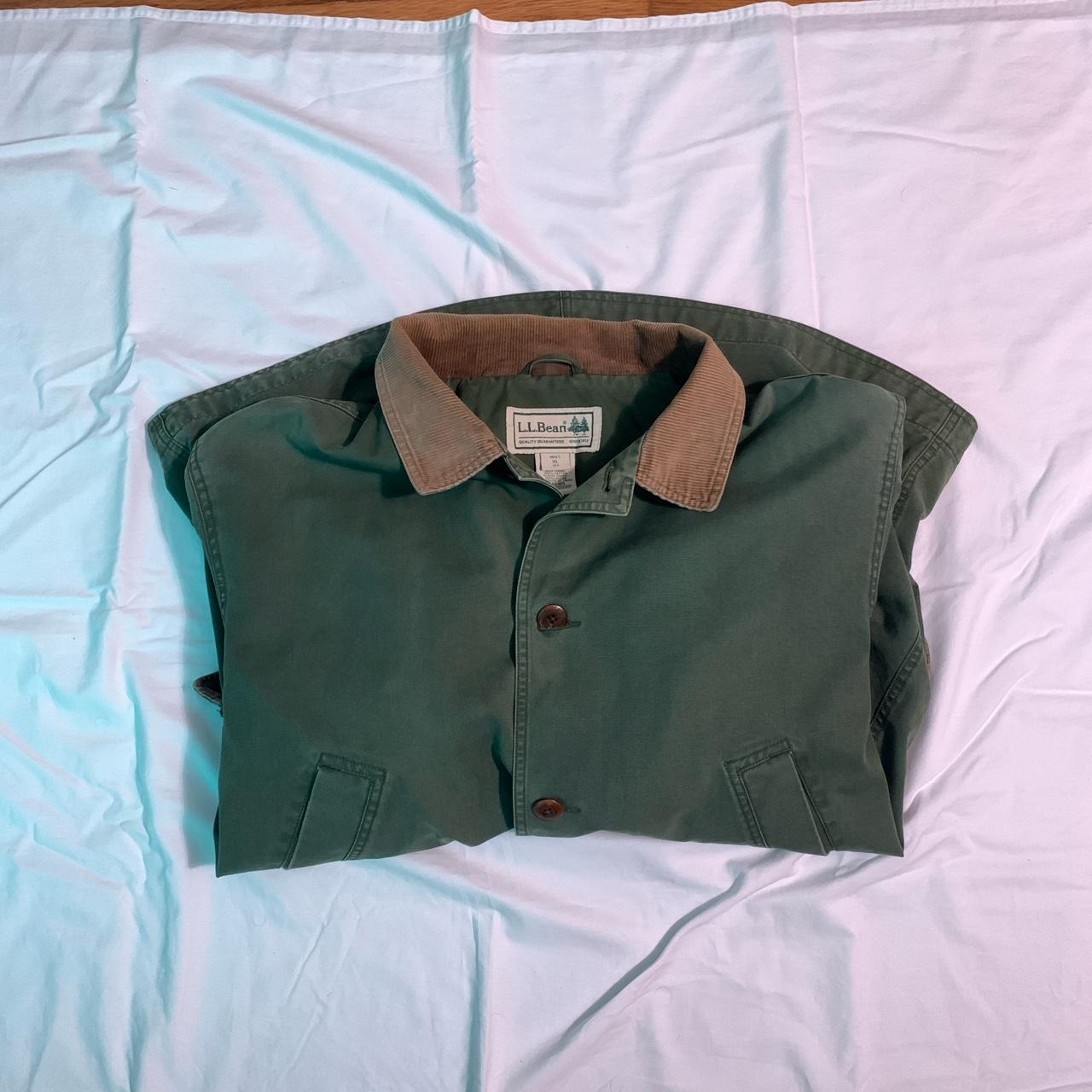 L.L.Bean Men's Green and Cream Coat | Depop