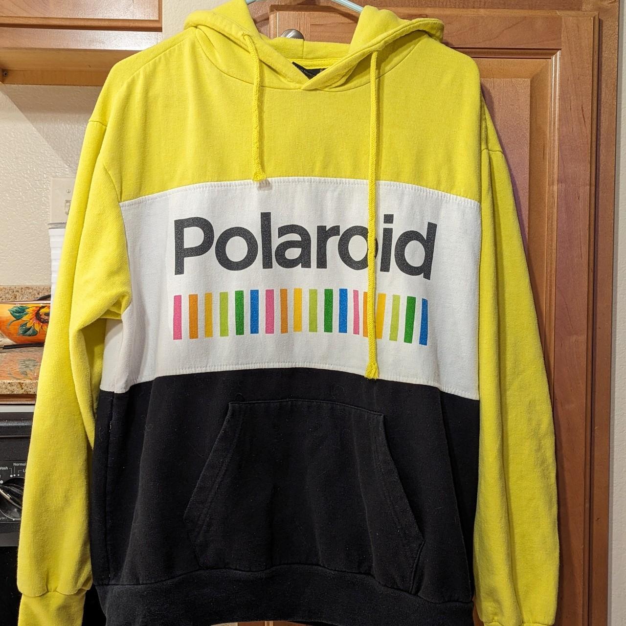 Yellow polaroid hoodie sale